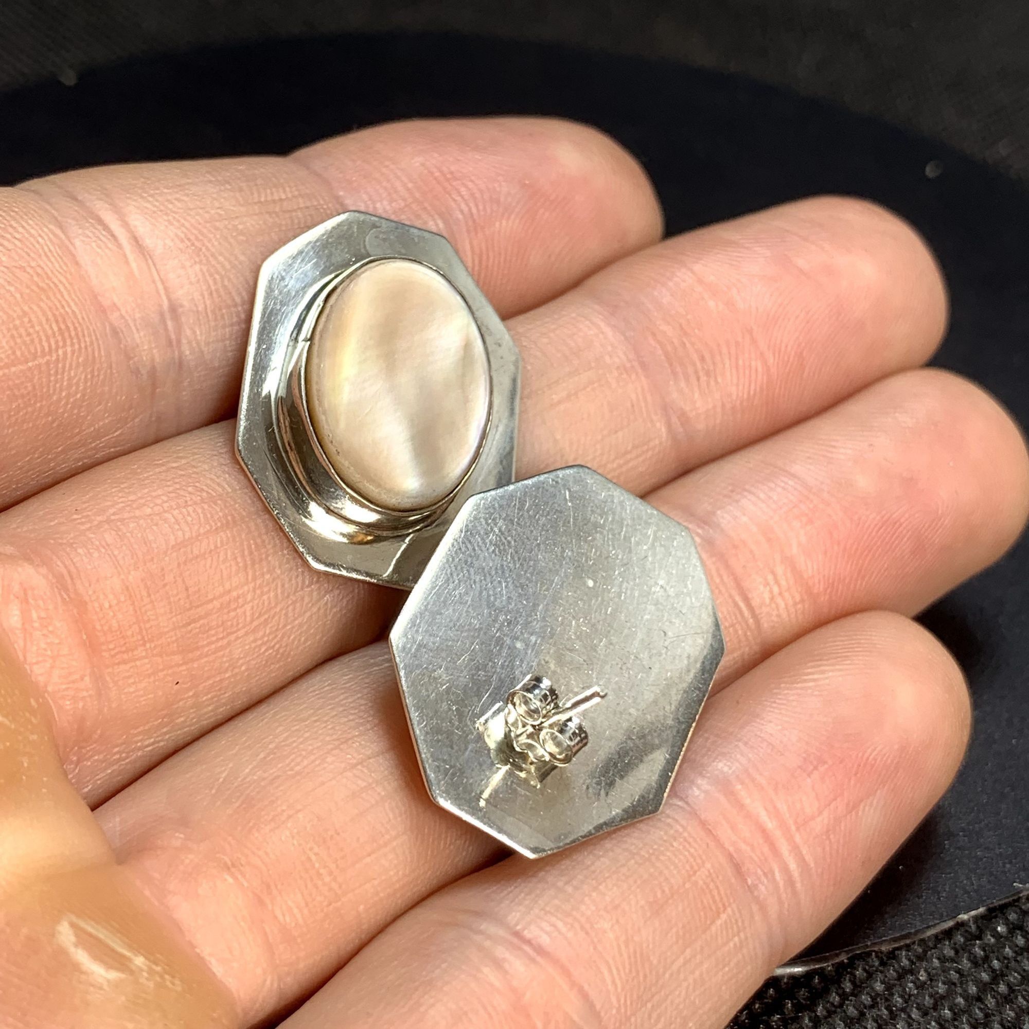 Other VTG Sterling Silver 925 Pink Mother of Pearl Bezel Set Earri Size ONE SIZE - 5 Thumbnail