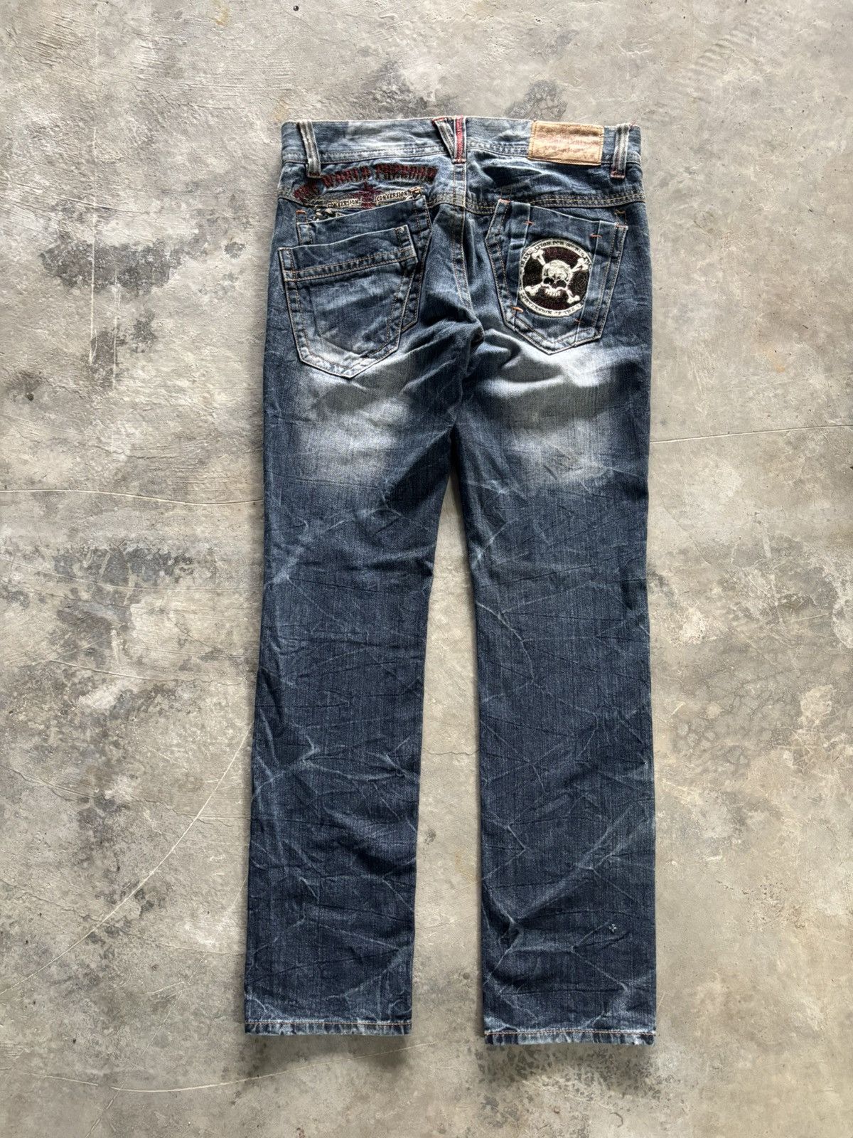 14th Addiction Y2K fade wash jeans skull japanese denim distressed Size US 31 - 10 Thumbnail
