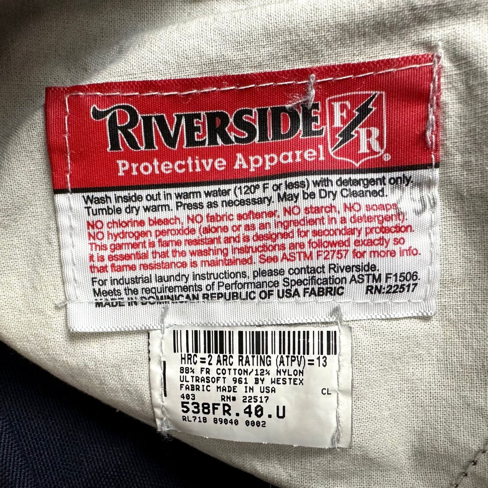 Vintage Riverside Pants Mens 40x29 Blue FR Flame Resistant Carpenter Cotton Blend Pants Mens Size US 40 / EU 56 - 7 Thumbnail