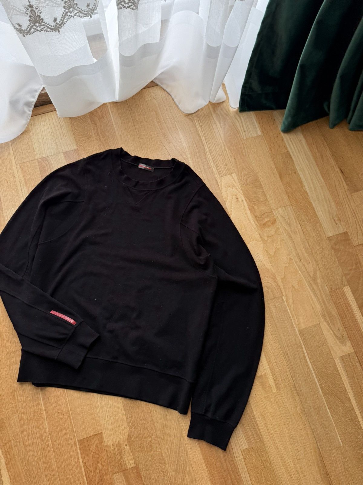 Prada PRADA Linea Rossa Black Crewneck Sweatshirt Red Tab Logo Size US XL / EU 56 / 4 - 3 Thumbnail
