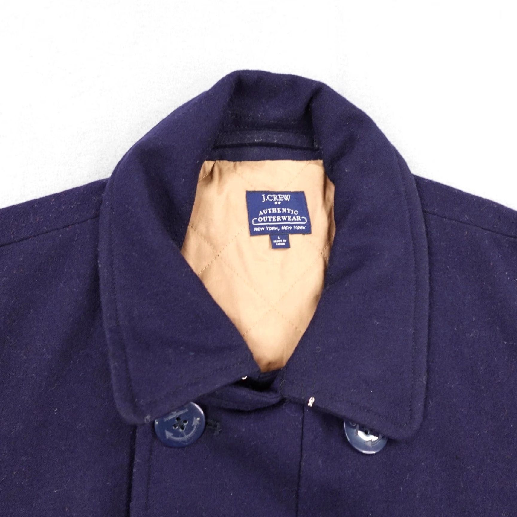 J.Crew J Crew Jacket Men Large Navy Blue Wool Blend Peacoat Quilt Lined Double Breasted Size US L / EU 52-54 / 3 - 2 Thumbnail