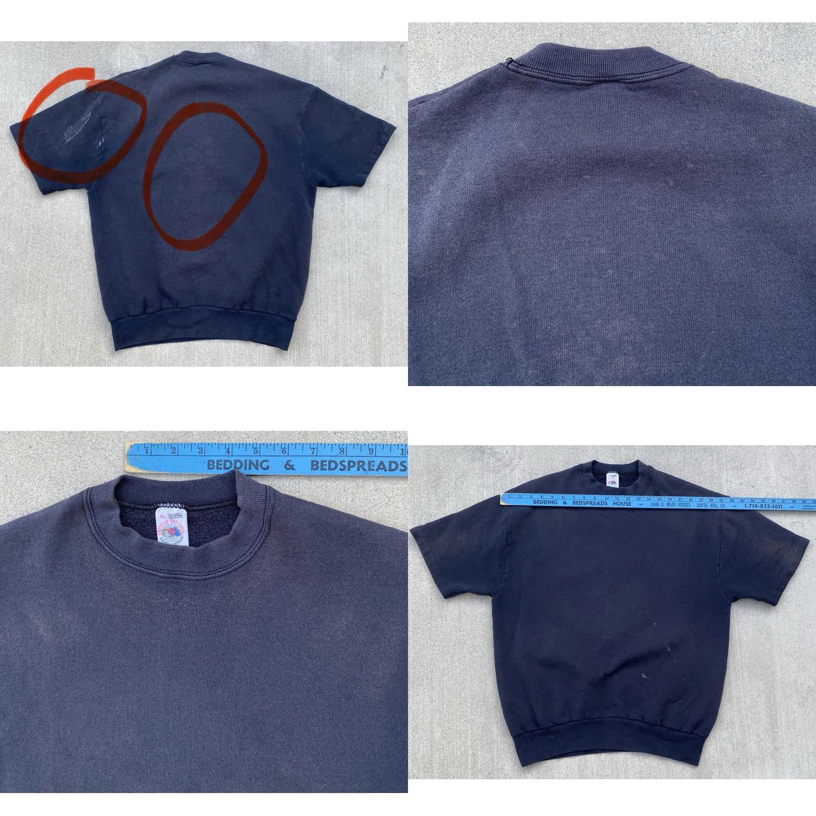 Fruit Of The Loom VINTAGE Fruit of the Loom Sweatshirt Short Sleeve XL Black Mens Pullover Vintage Cotton Blend Distressed Paint Likely Fading Ladies? Size US XL / EU 56 / 4 - 10 Thumbnail