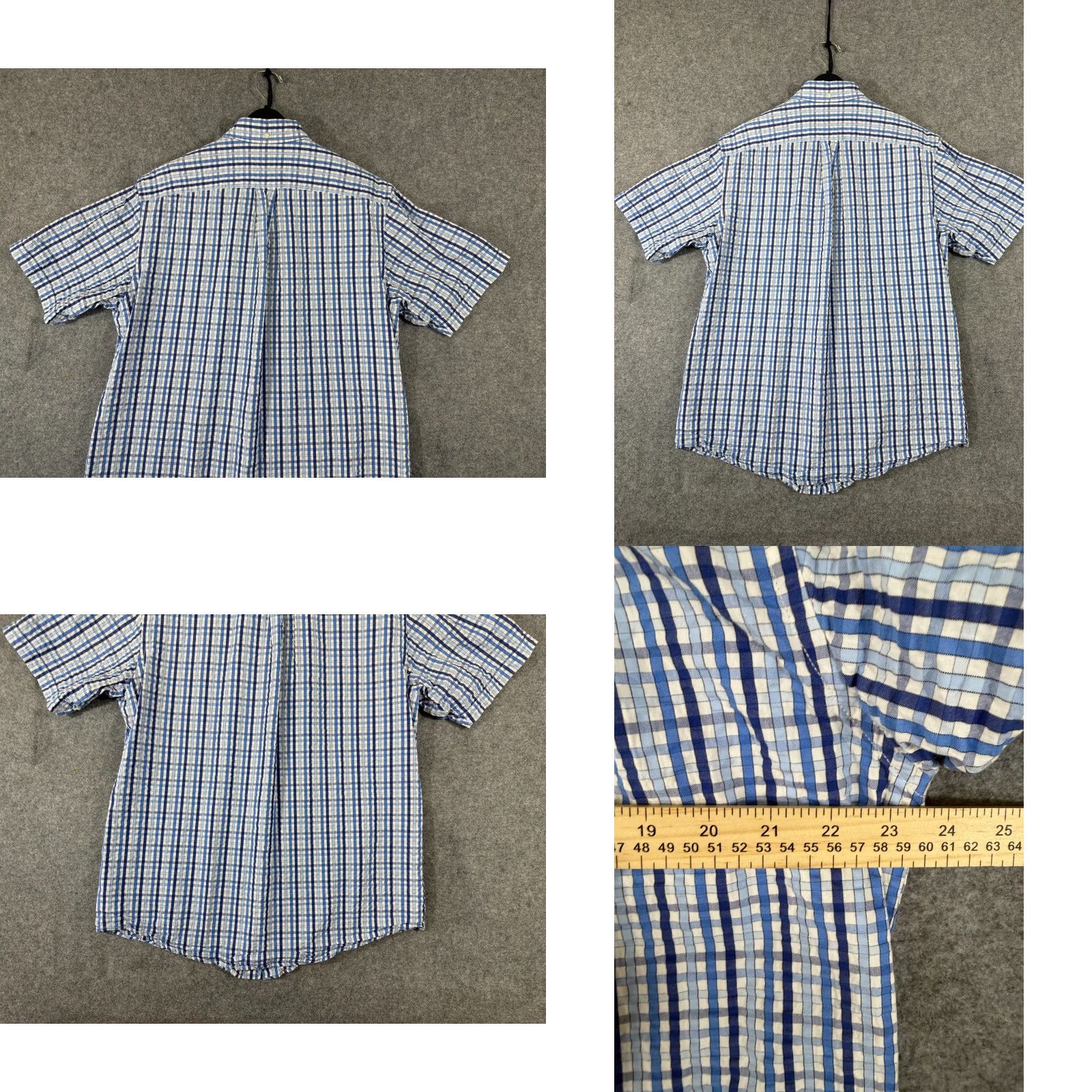 Lands' End Lands' End Camp Shirt Mens M White Blue Plaid Seersucker Traditional Fit Shirt Short Sleeve Button-Up Casual Travel Mens Size US M / EU 48-50 / 2 - 8 Thumbnail