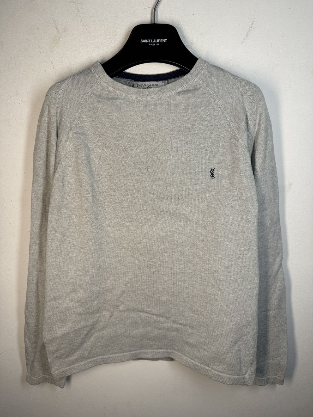 Yves Saint Laurent Grey YSL Light Sweater Longsleeve Sweatshirt Vintage Paris Size US M / EU 48-50 / 2 - 2 Thumbnail