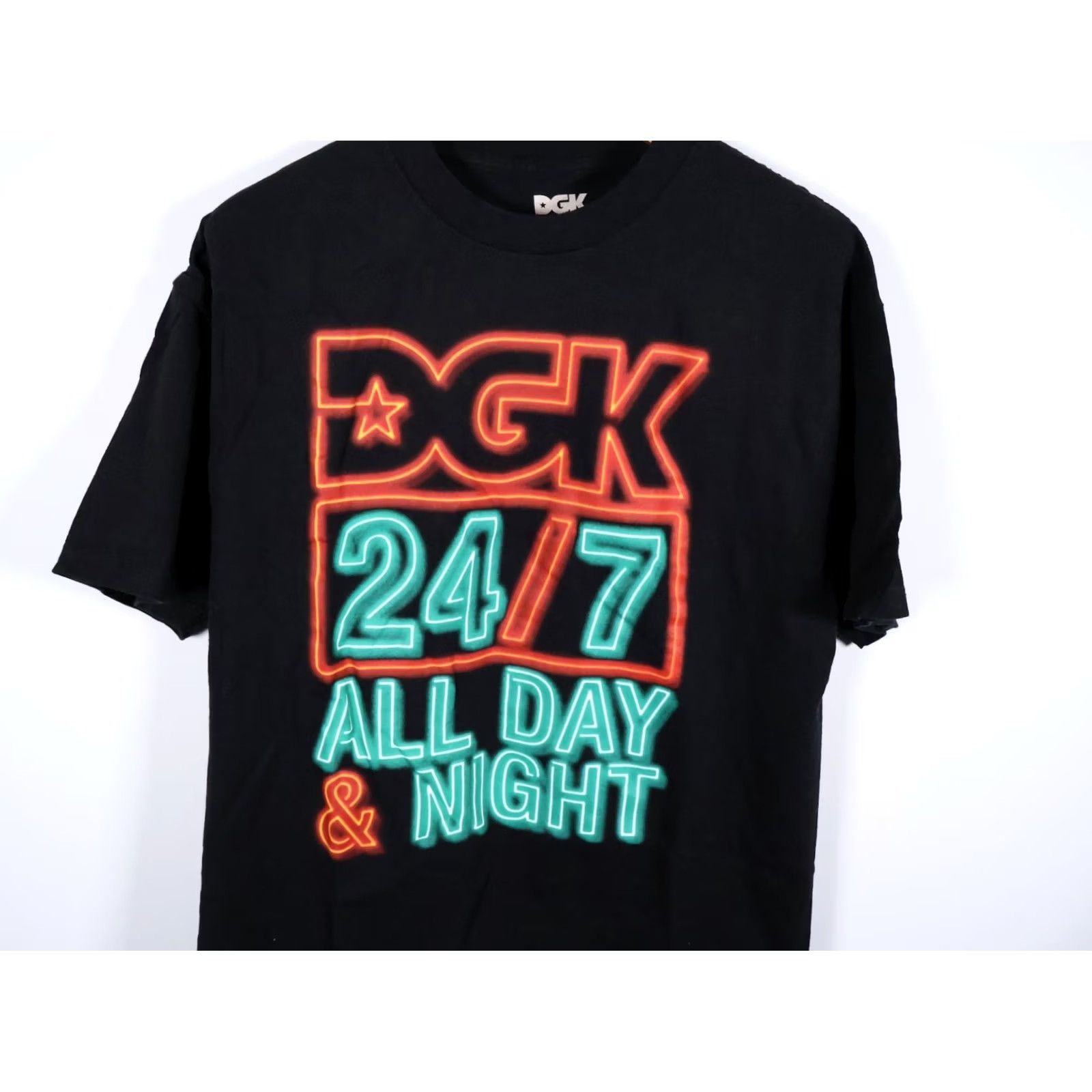 DGK DGK T-Shirt Neon Sign 24/7 All Day & Night Black Short Sleeve Logo Crew Neck Mens XL Size US XL / EU 56 / 4 - 4 Thumbnail