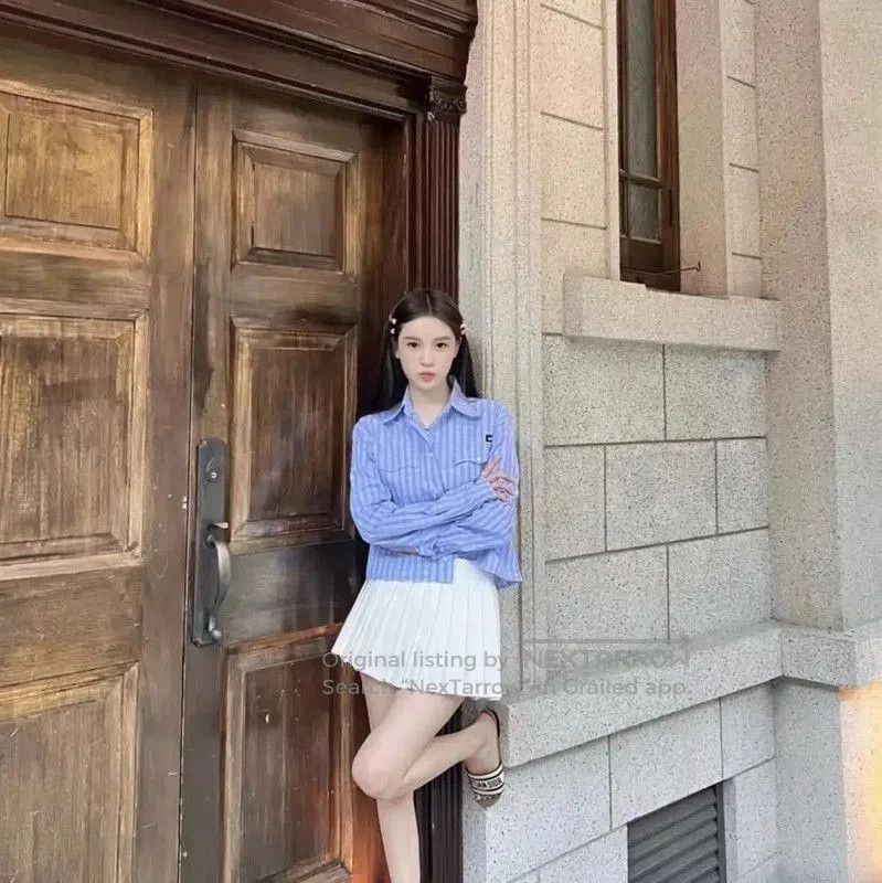 Miu Miu Miu Miu Light Blue Cotton Shirt for Women . Size M / US 6-8 / IT 42-44 - 9 Thumbnail
