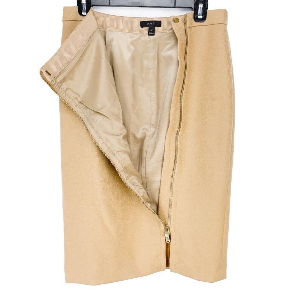 J.Crew J.CREW Office Pencil Skirt Assymetrical Zip Camel Tan sz 6 Size 28" / US 6 / IT 42 - 8 Thumbnail