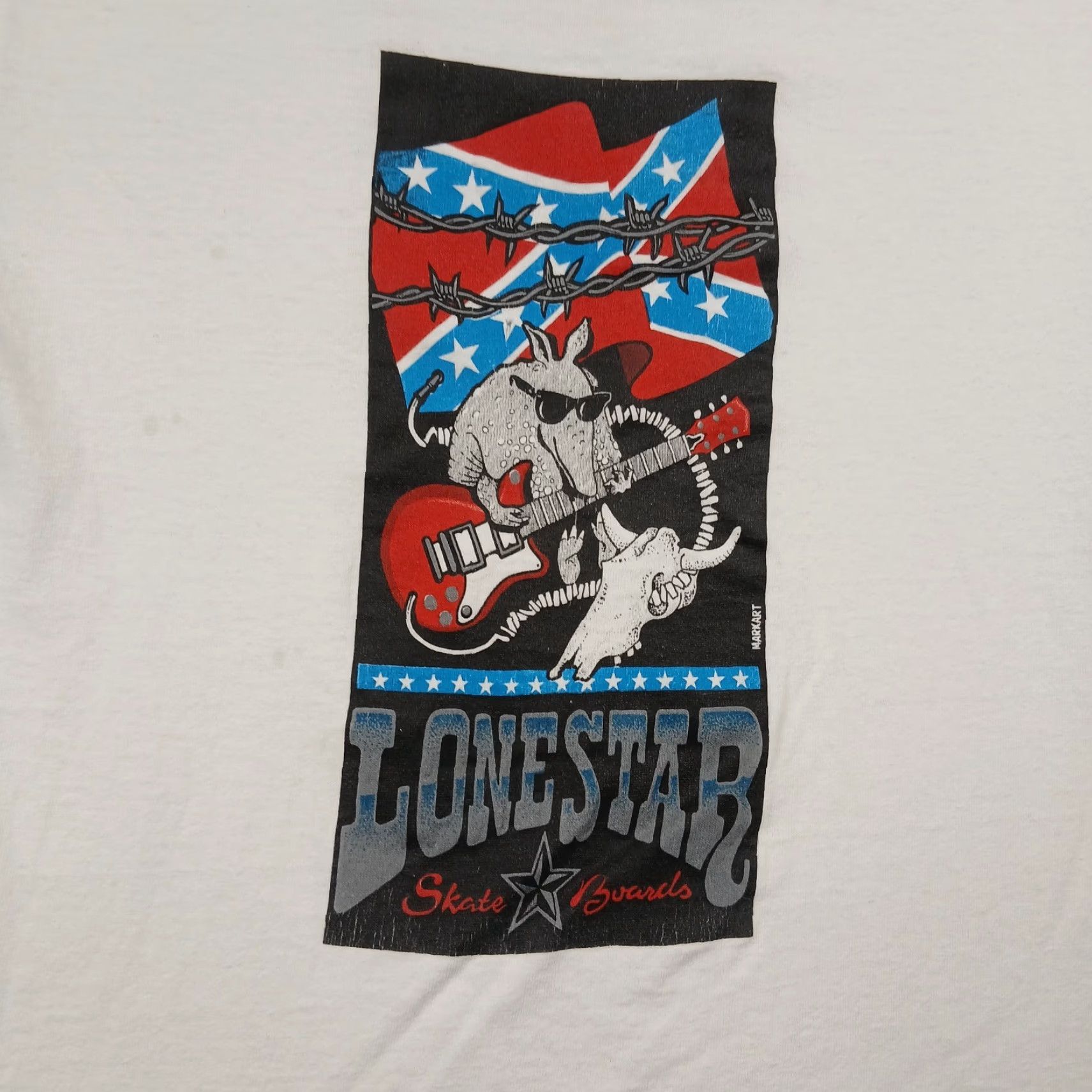 Fruit Of The Loom VINTAGE 90s Skateboard Single Stitch T Shirt Mens Medium White Lonestar Skate Shop Size US M / EU 48-50 / 2 - 3 Thumbnail