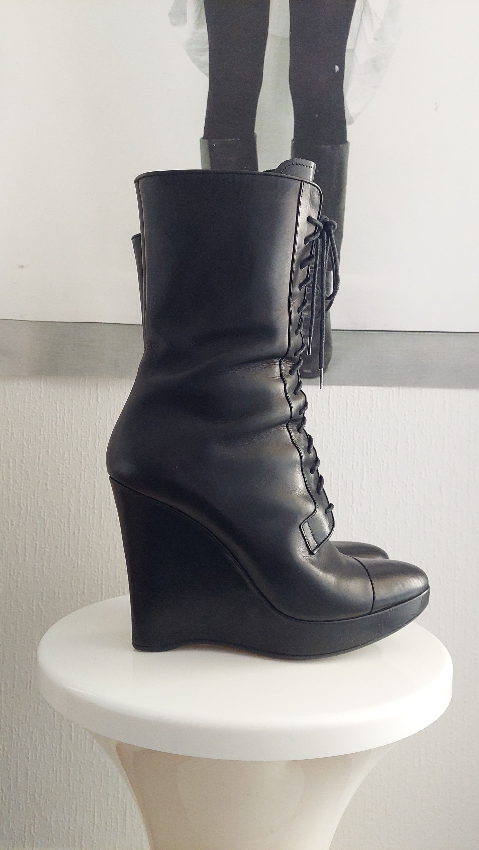 Jil Sander Jil Sander FW2006 lace up wedge boots Size US 7.5 / IT 37.5 - 2 Thumbnail