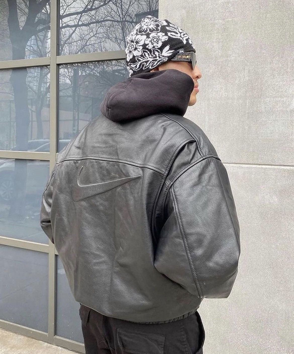 Pre-owned Nike X Stussy Nike Leather Jacket In Black