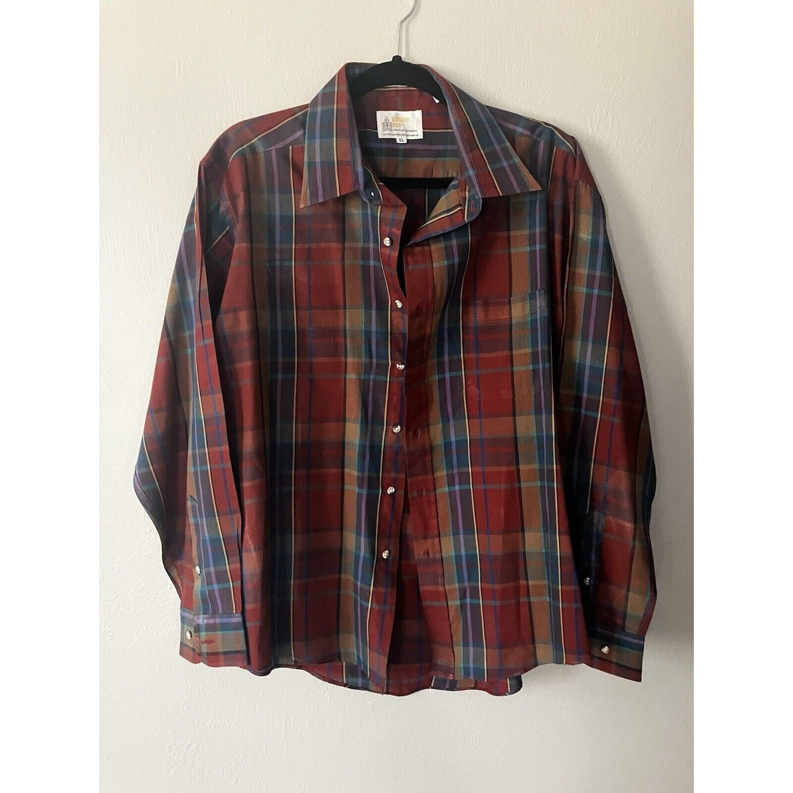London Fog London Fog Red Plaid Long Sleeve Button Up Shirt Sz XL Size US XL / EU 56 / 4 - 1 Thumbnail