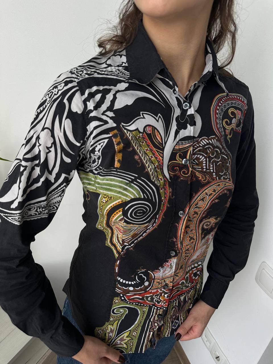 Etro × Vintage Vintage ETRO Womens Floral Black Patterned Shirt Size S / US 4 / IT 40 - 16 Thumbnail