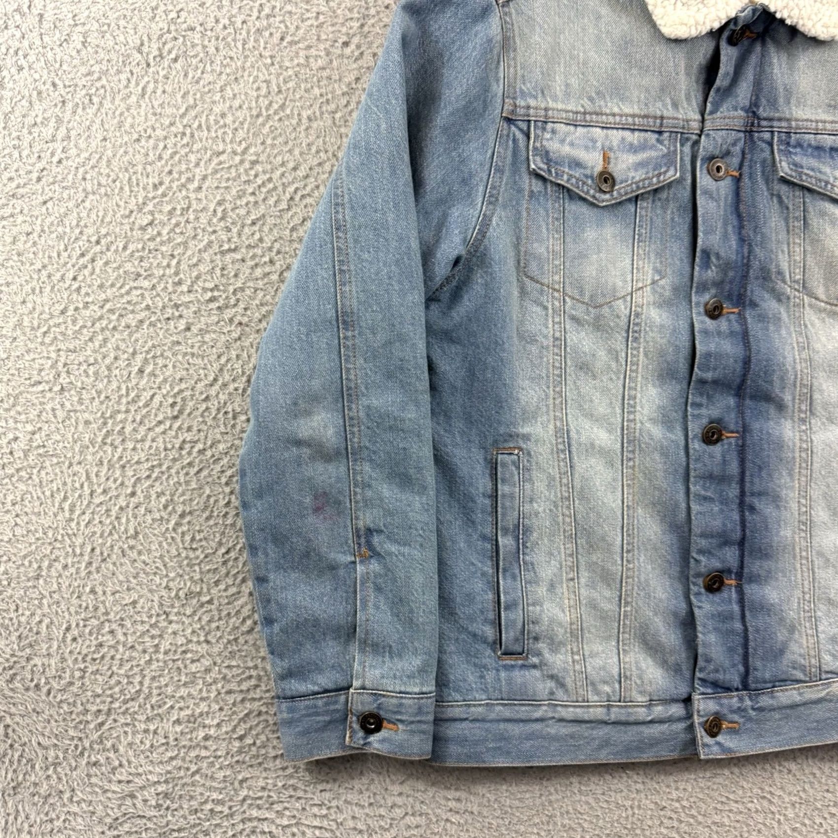 Denime Brooklyn Cloth Jacket Mens Medium Blue Denim Sherpa Lined Trucker Button Outdoor Shirt Jacket Bomber Size US M / EU 48-50 / 2 - 4 Thumbnail