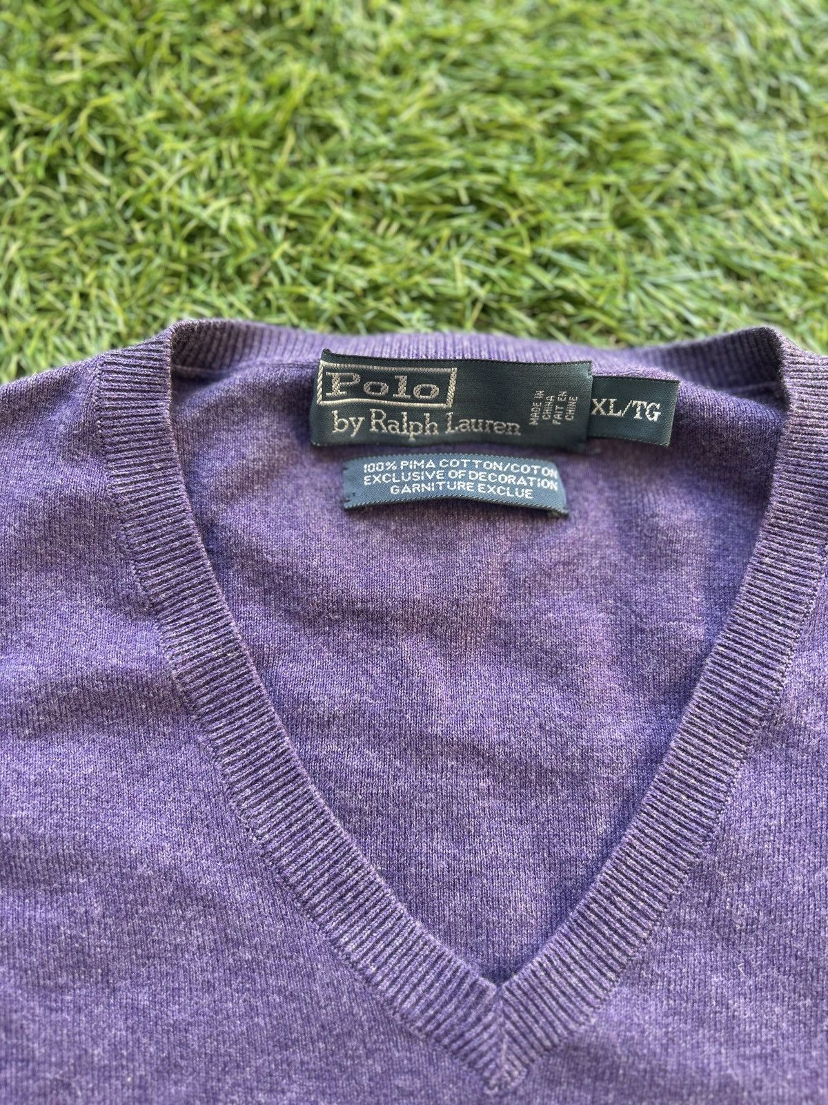 Polo Ralph Lauren × Vintage Polo Ralph Lauren Men’s Vintage V Neck Purple Sweater Size US XL / EU 56 / 4 - 3 Thumbnail