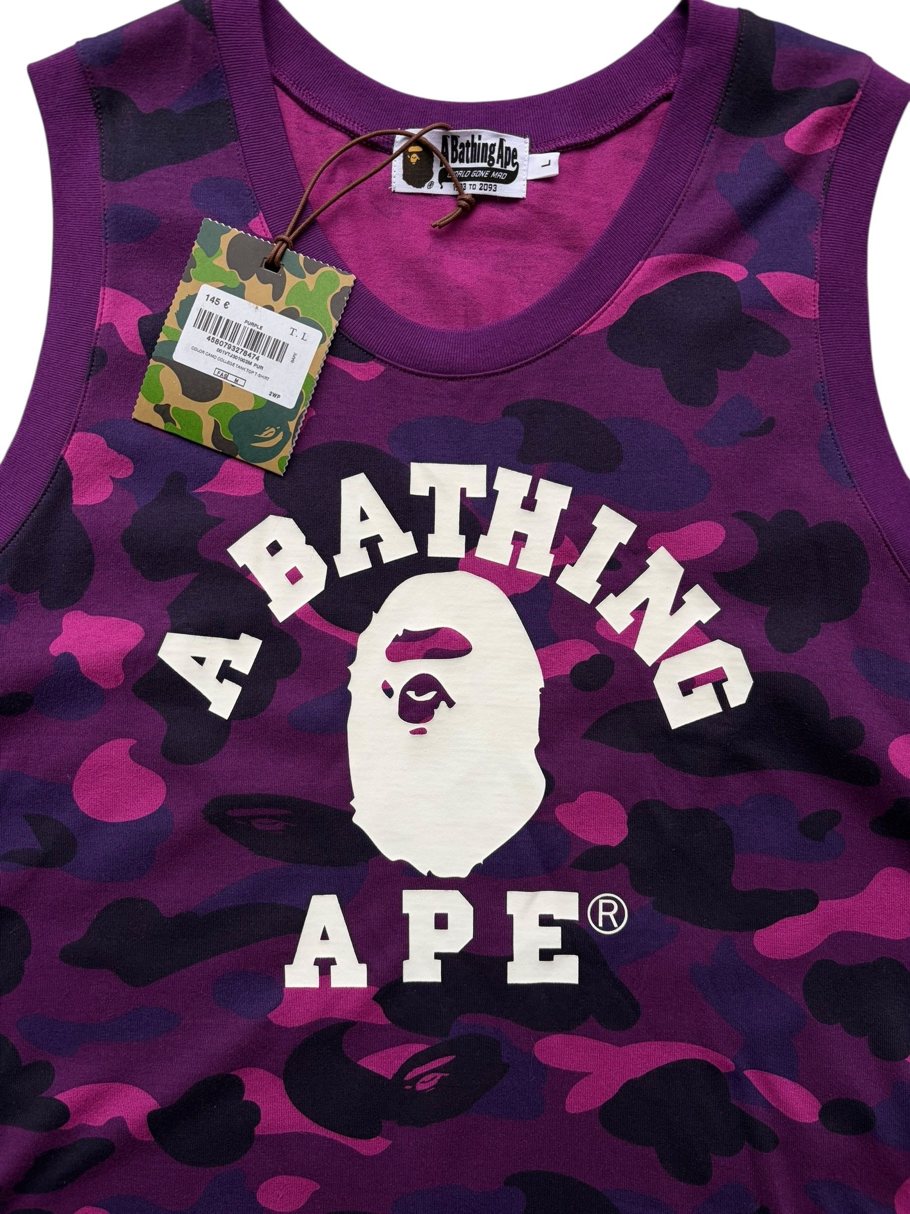 Bape Bape Purple Camo White College Logo Sleeveless Tank Top Size US L / EU 52-54 / 3 - 3 Thumbnail
