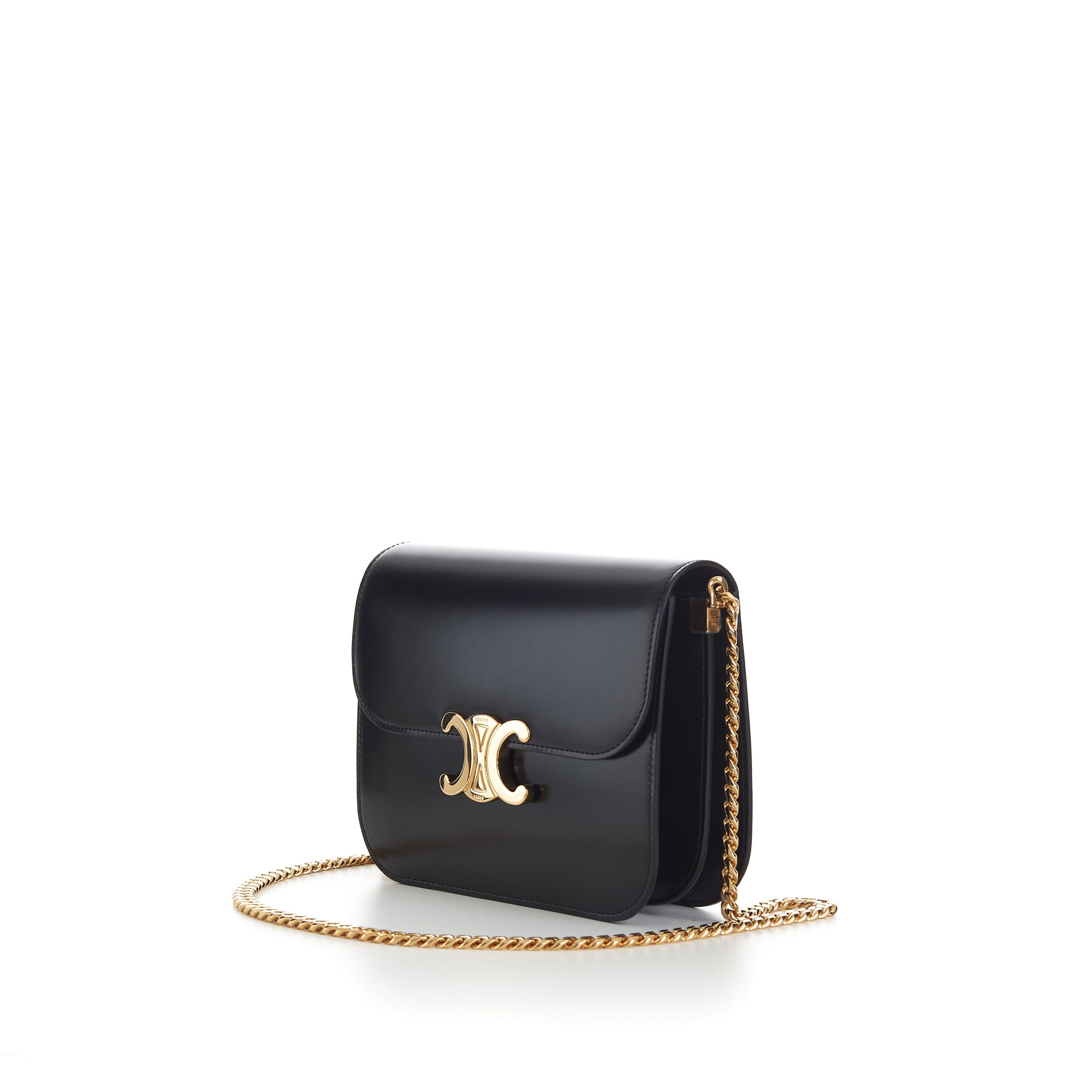 Celine Black College Triomphe Bag - Shiny Calfskin, Chain Strap Size ONE SIZE - 5 Thumbnail