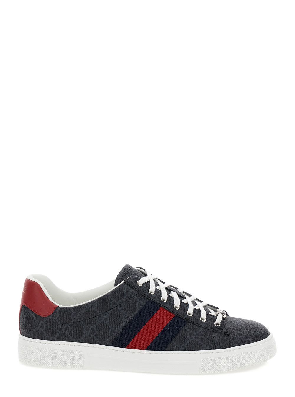Gucci 'Gucci Ace' Black Low Top Sneakers with Web Detail GG Supreme Canvas Man Size US 12 / EU 45 - 1 Thumbnail
