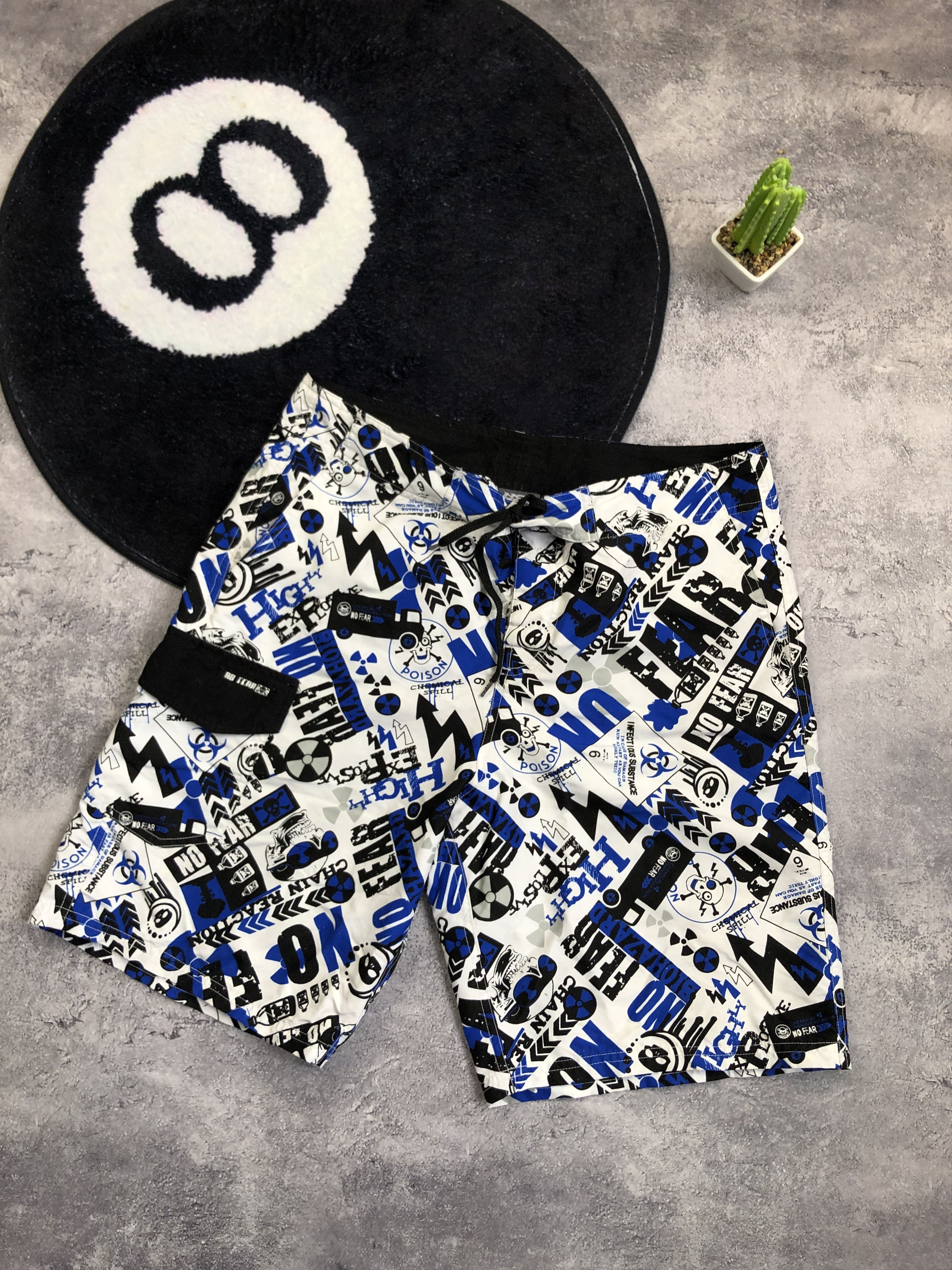 No Fear NO FEAR Crazy Y2k Monogram Shorts Streetwear Beach Serf Size US 33 - 1 Thumbnail
