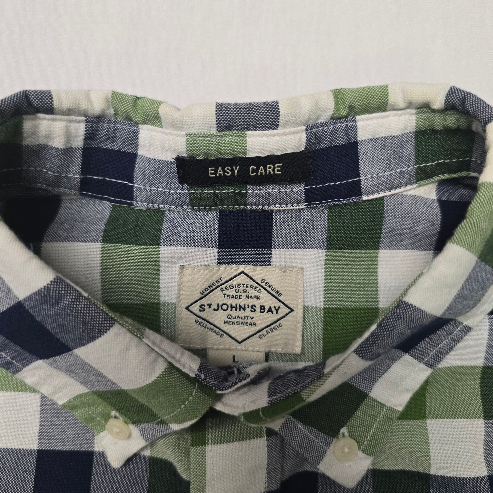 St. Johns Bay St Johns Bay Button Up L Green Blue Plaid Easy Care Shirt Size US L / EU 52-54 / 3 - 4 Thumbnail