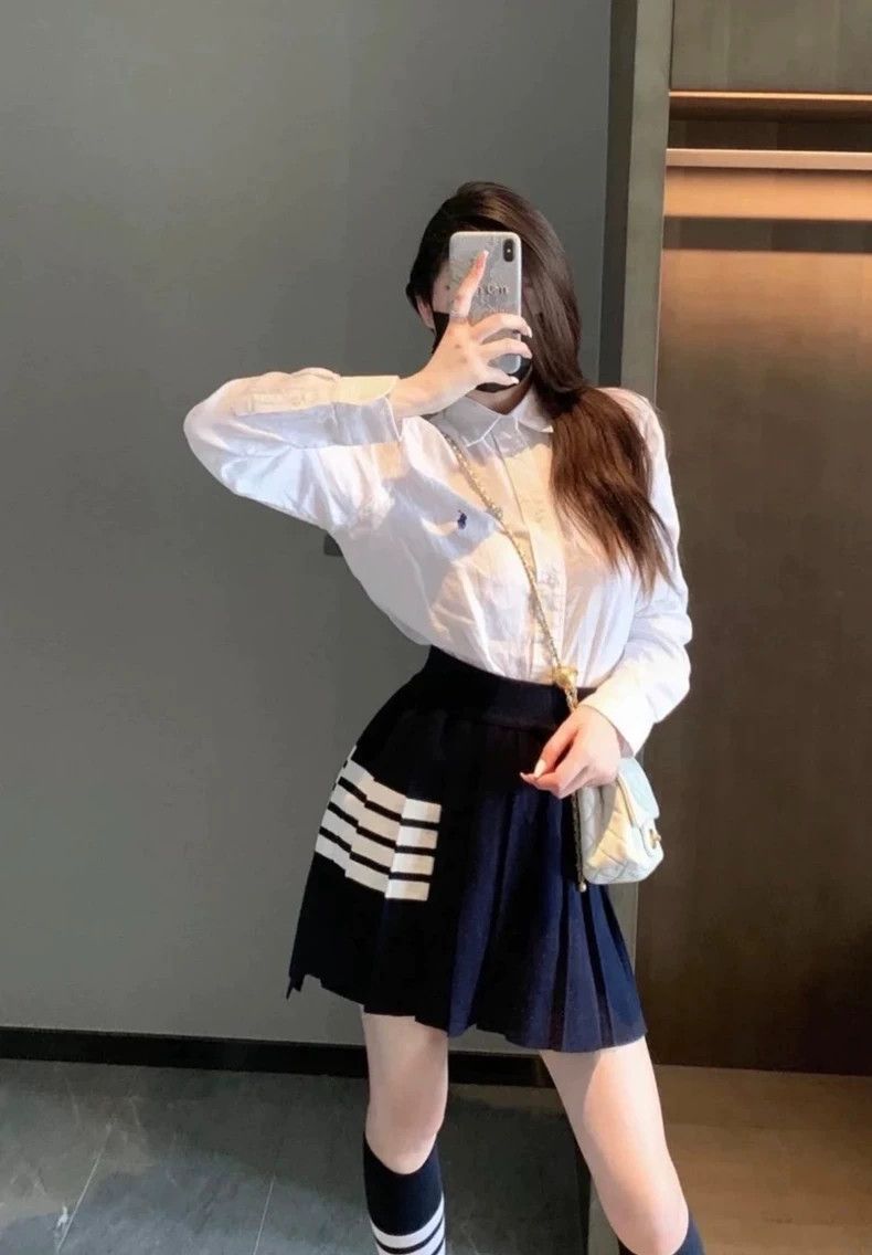 Thom Browne Thom Browne Pleated Skirt in Navy Blue-dmc Size US 31 - 1 Thumbnail