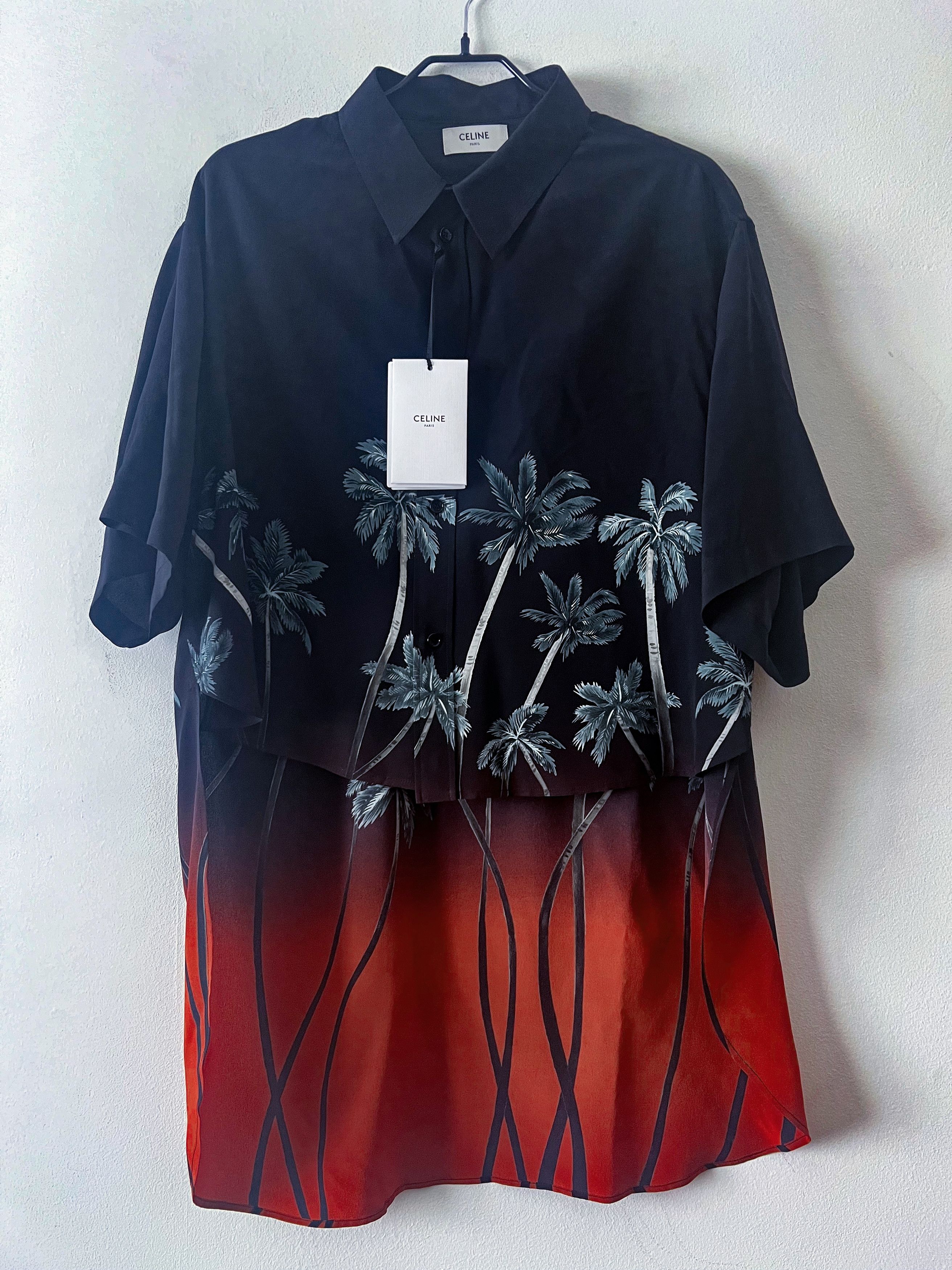 Celine Runway SS22 silk no viscosa palm shirt Size US M / EU 48-50 / 2 - 6 Thumbnail