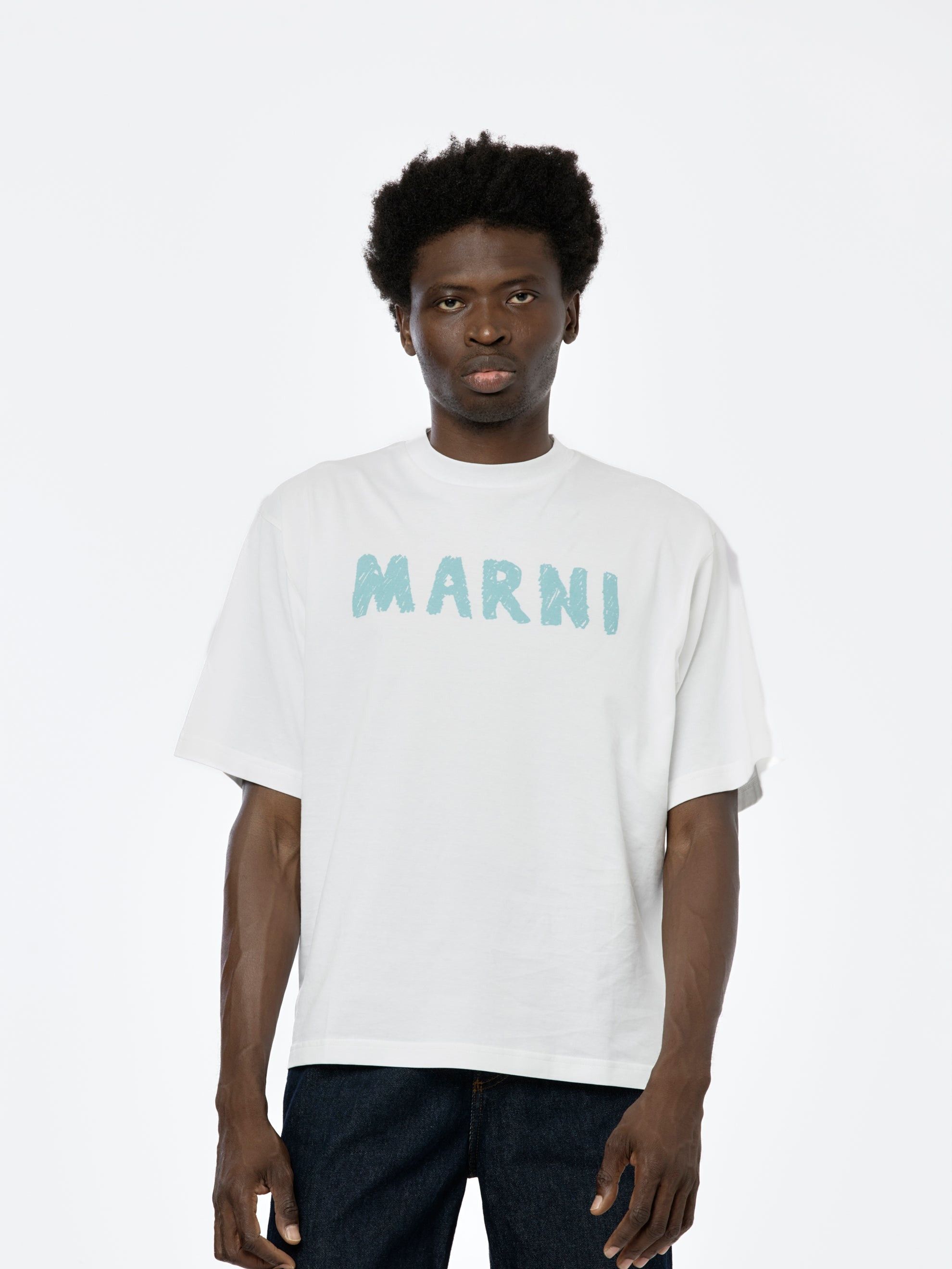 Marni o1w1db11125 Brushed Logo T-Shirt in White Size US M / EU 48-50 / 2 - 1 Thumbnail