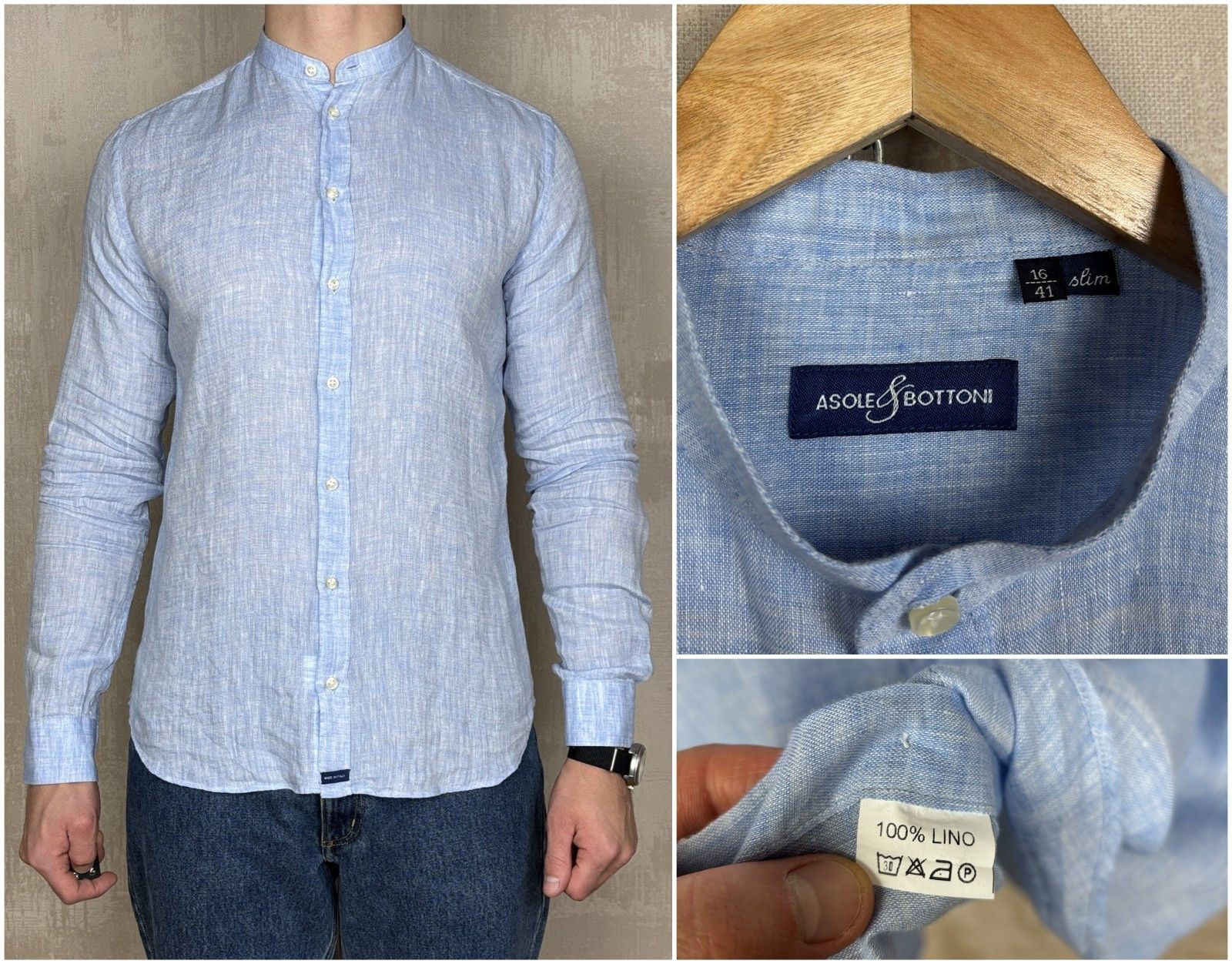 Other Asole & Bottoni Linen Grandad Collar Shirt Size 41 / 16 Size US L / EU 52-54 / 3 - 1 Thumbnail