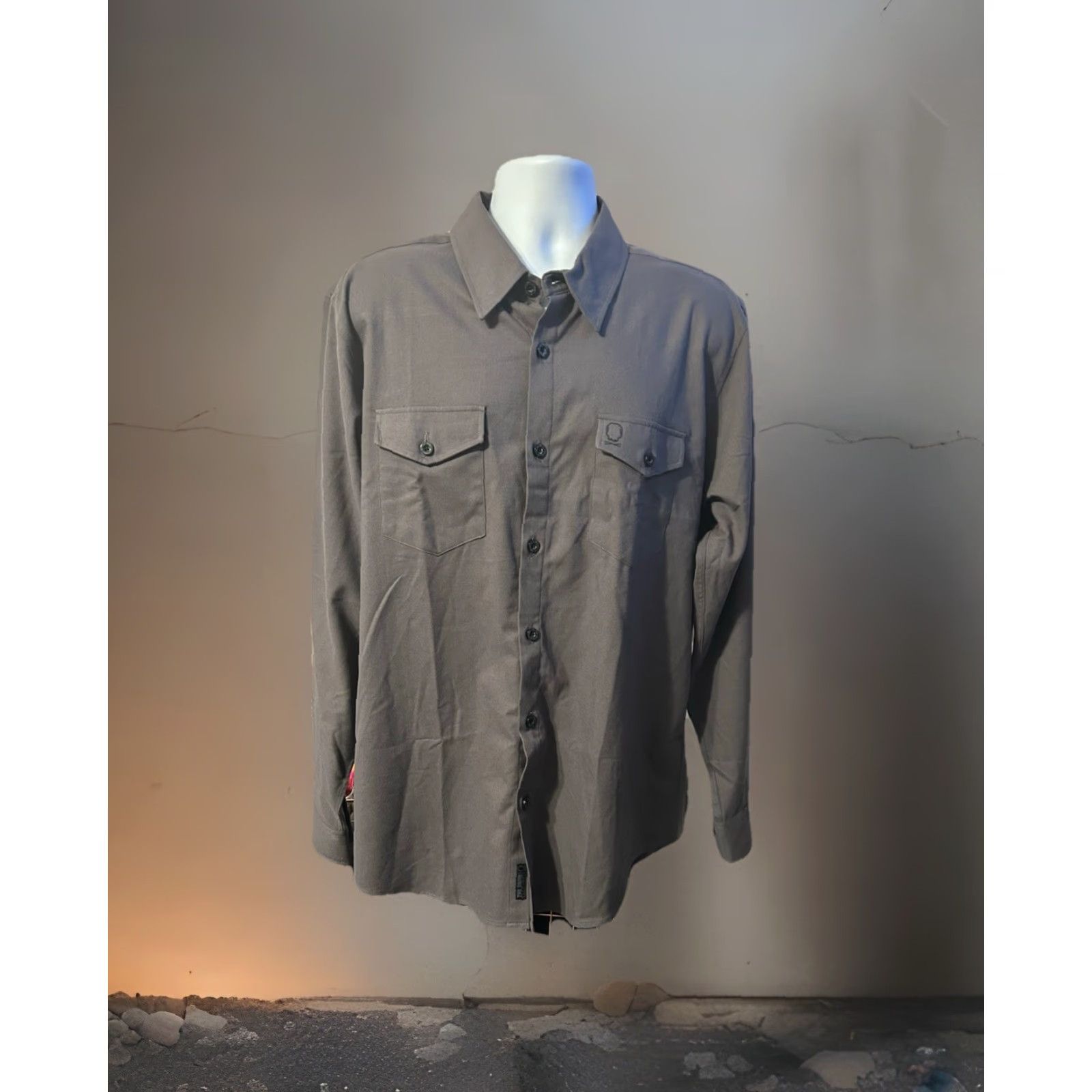 Vintage The Drive Clothing Button Up Shirt Men XL Gray Long Sleeve Skull Back Biker Size US XL / EU 56 / 4 - 4 Thumbnail