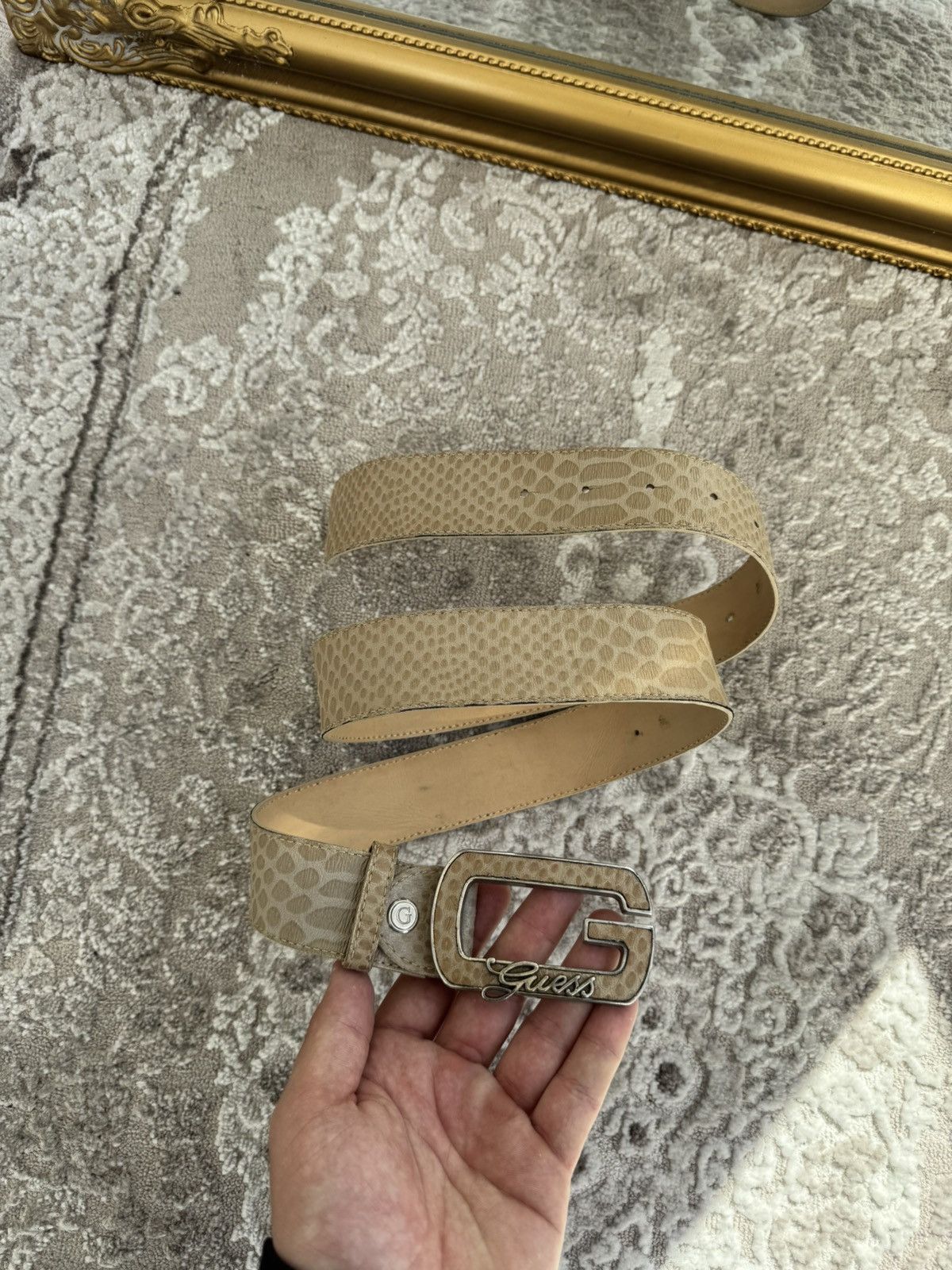 Guess Guess Big Metal Buckley Snake Print Vegan Faux Leather Belt Size ONE SIZE - 1 Thumbnail