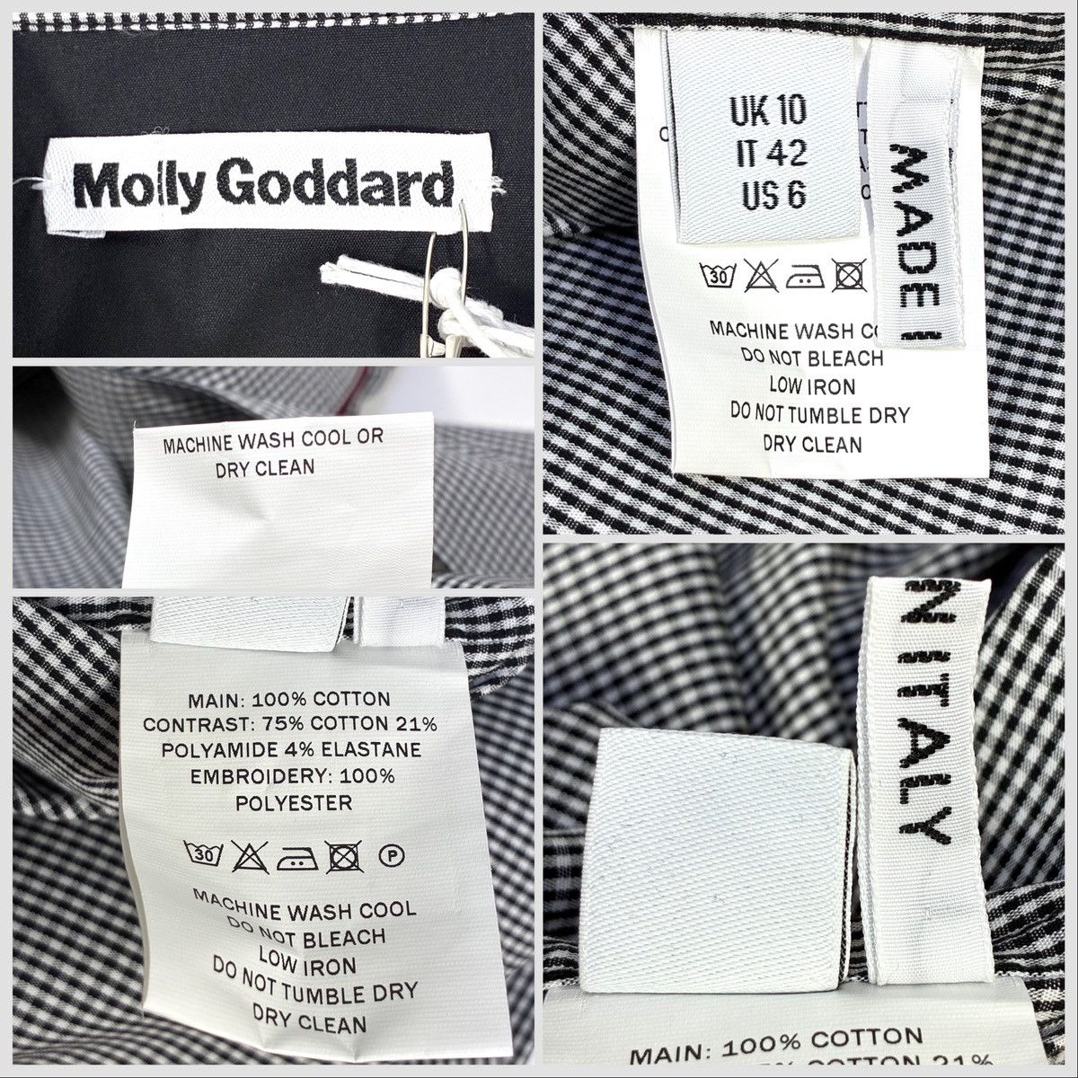 Molly Goddard Molly Goddard Meredith Plaid Button-Up Shirt Black Gingham 6 Size M / US 6-8 / IT 42-44 - 11 Thumbnail