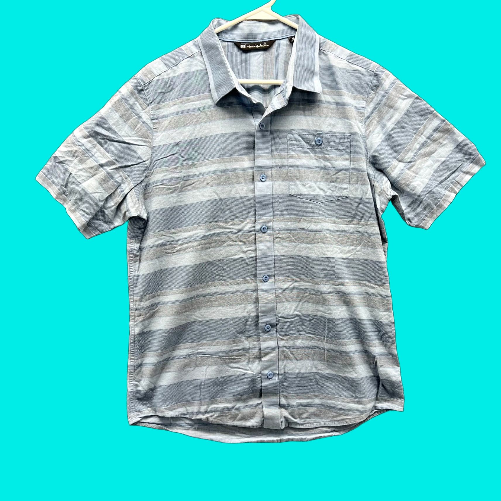 TravisMathew VINTAGE Travis Mathew Shirt Mens Medium Blue Button Down Striped Short Sleeve Pocket Size US M / EU 48-50 / 2 - 1 Thumbnail