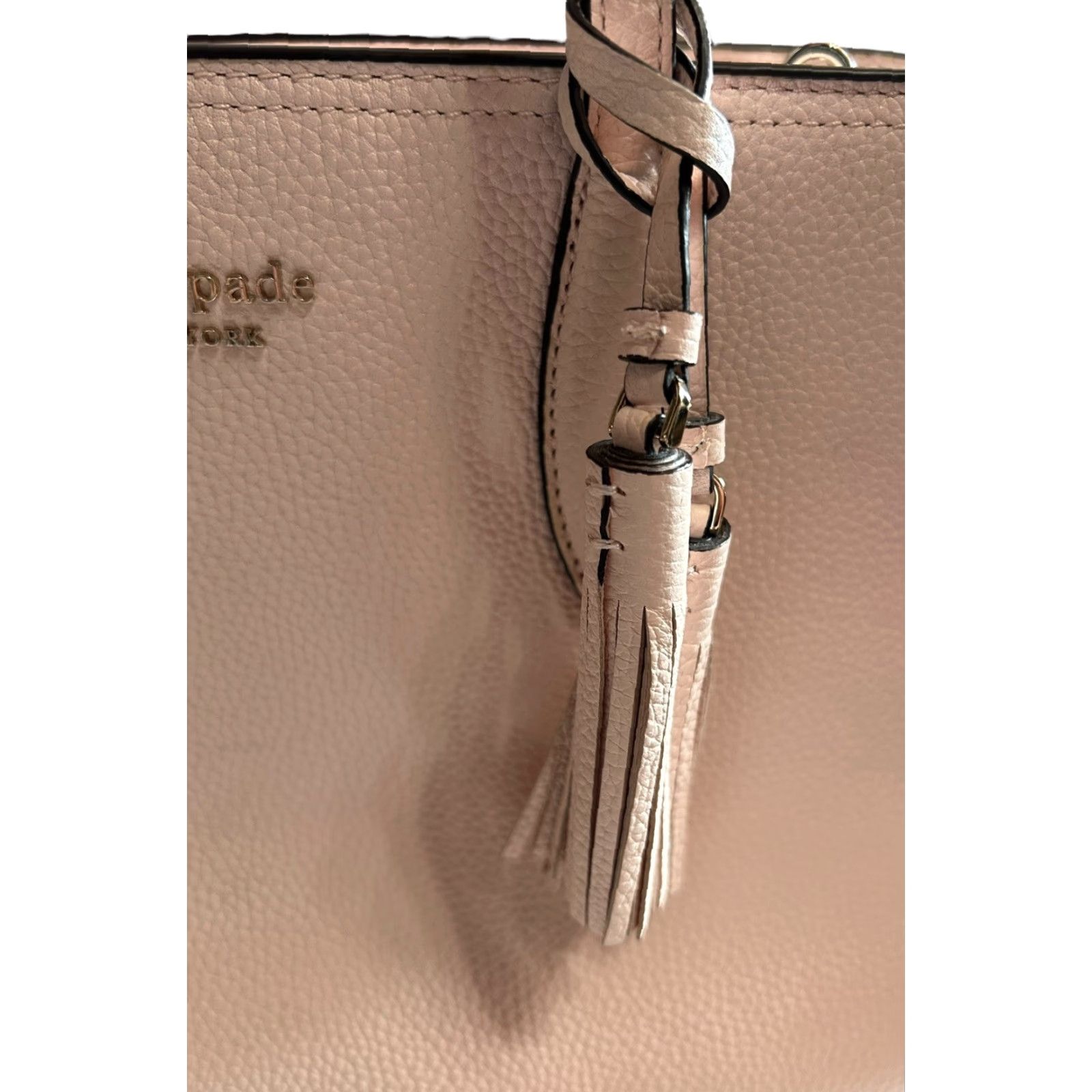 Vintage kate spade new york Rowe Satchel Crossbody Purse Leather PeachPuff Women | Tassel | Pebbled Leather | Medium Size ONE SIZE - 7 Thumbnail