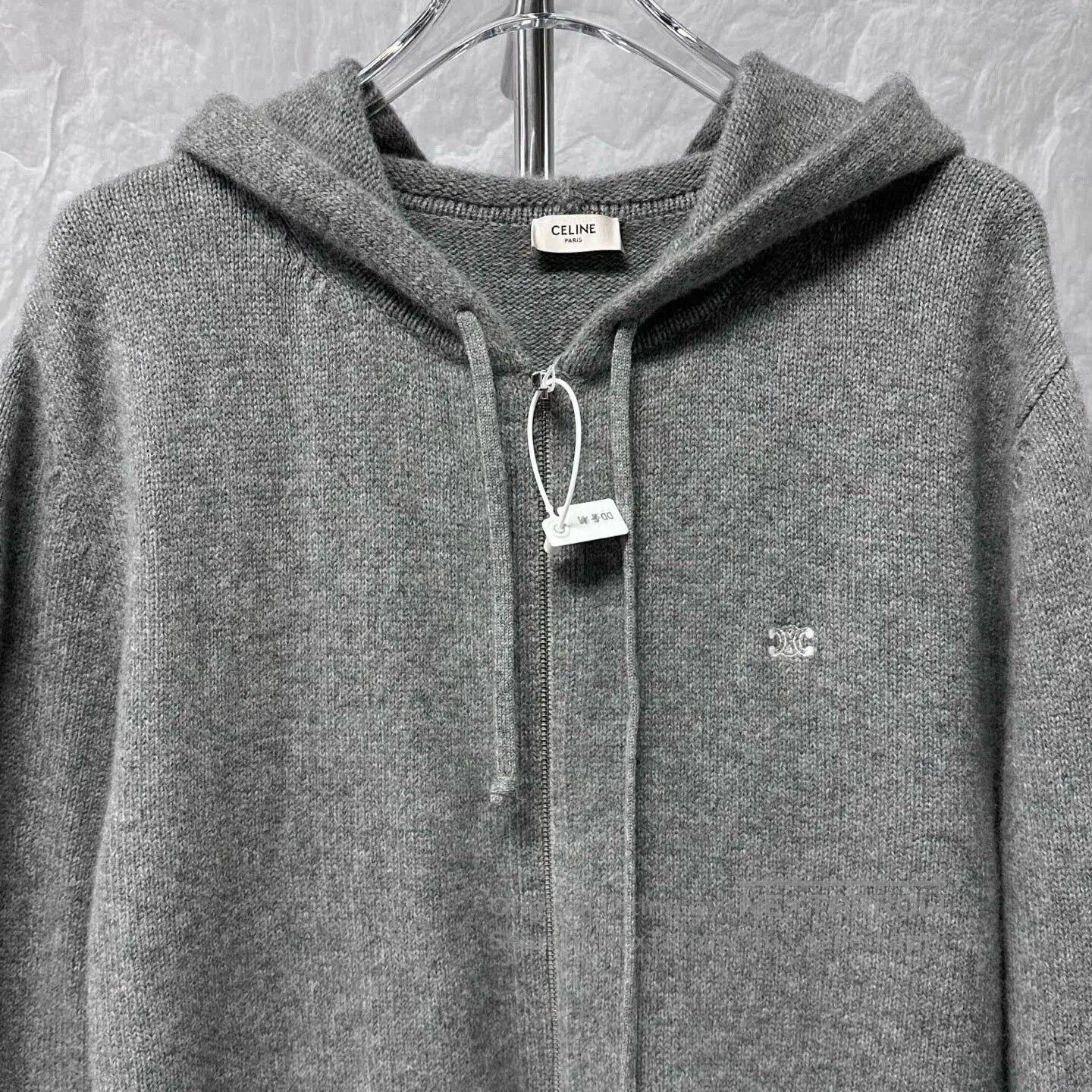 Celine celine gray hooded wool jacket. Size L / US 10 / IT 46 - 2 Thumbnail