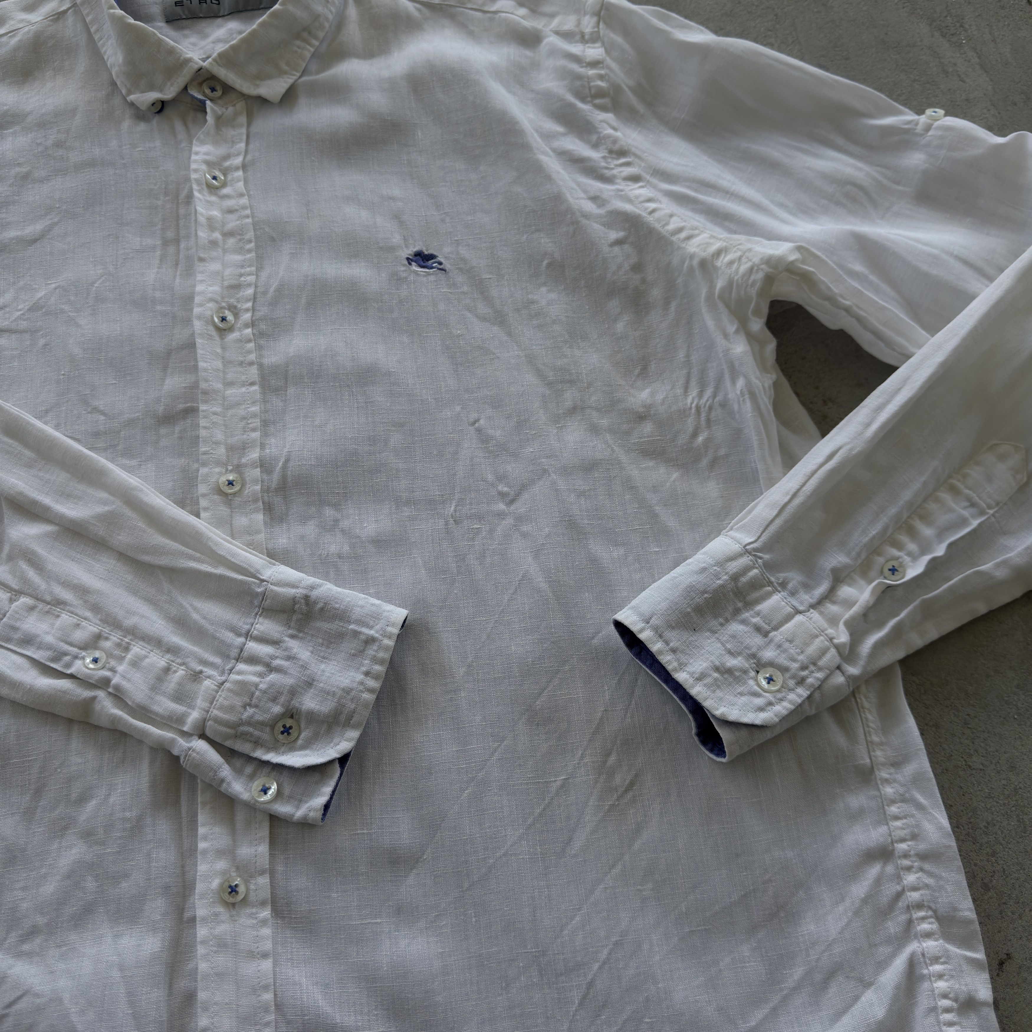 Etro Etro White Linen Shirt Made In Italy Luxury Summer Top 44 Size US L / EU 52-54 / 3 - 5 Thumbnail
