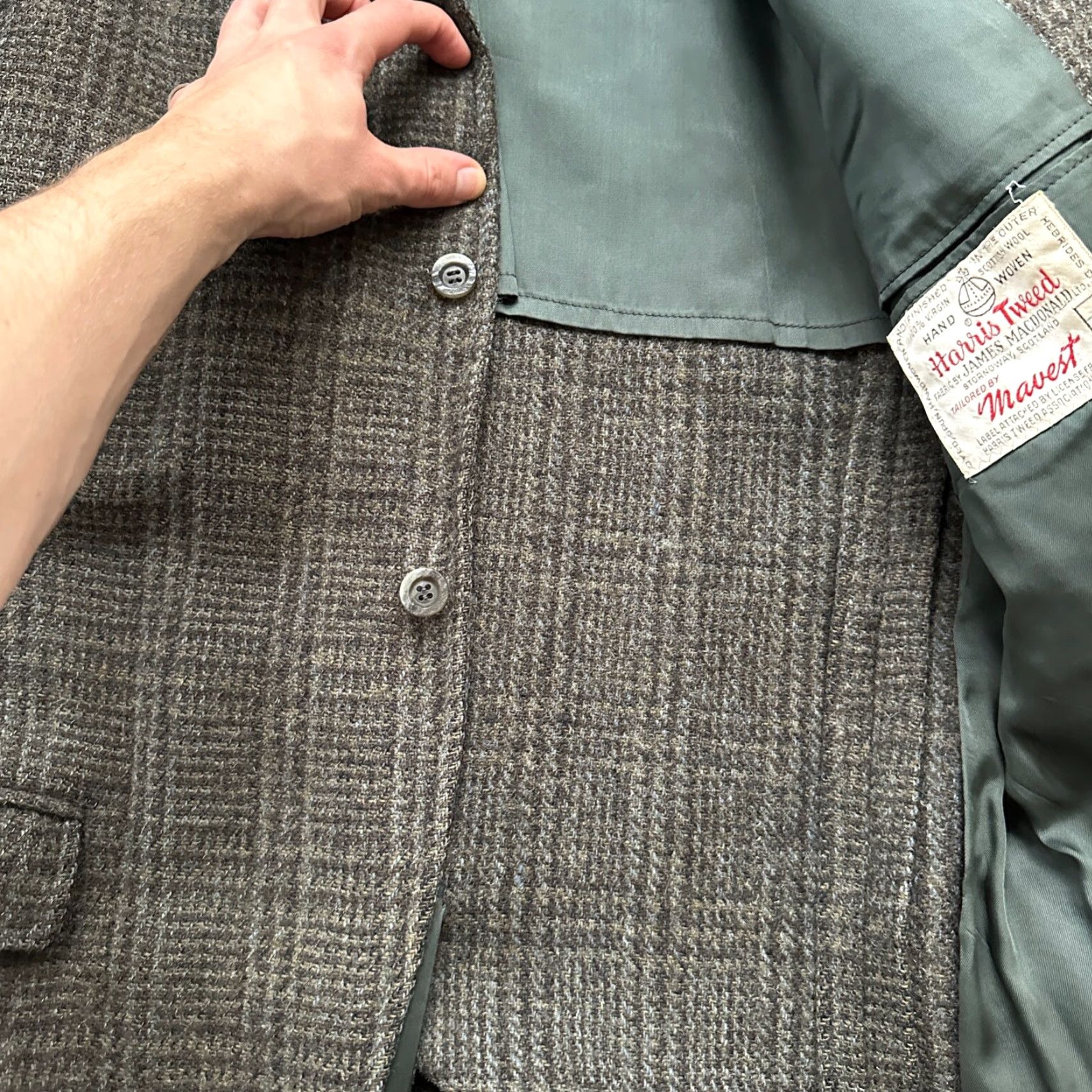Harris Tweed VTG Harris Tweed Sport Coat Mens 42 Scottish Wool Blazer Button Cricketer 70s Size 42R - 7 Thumbnail