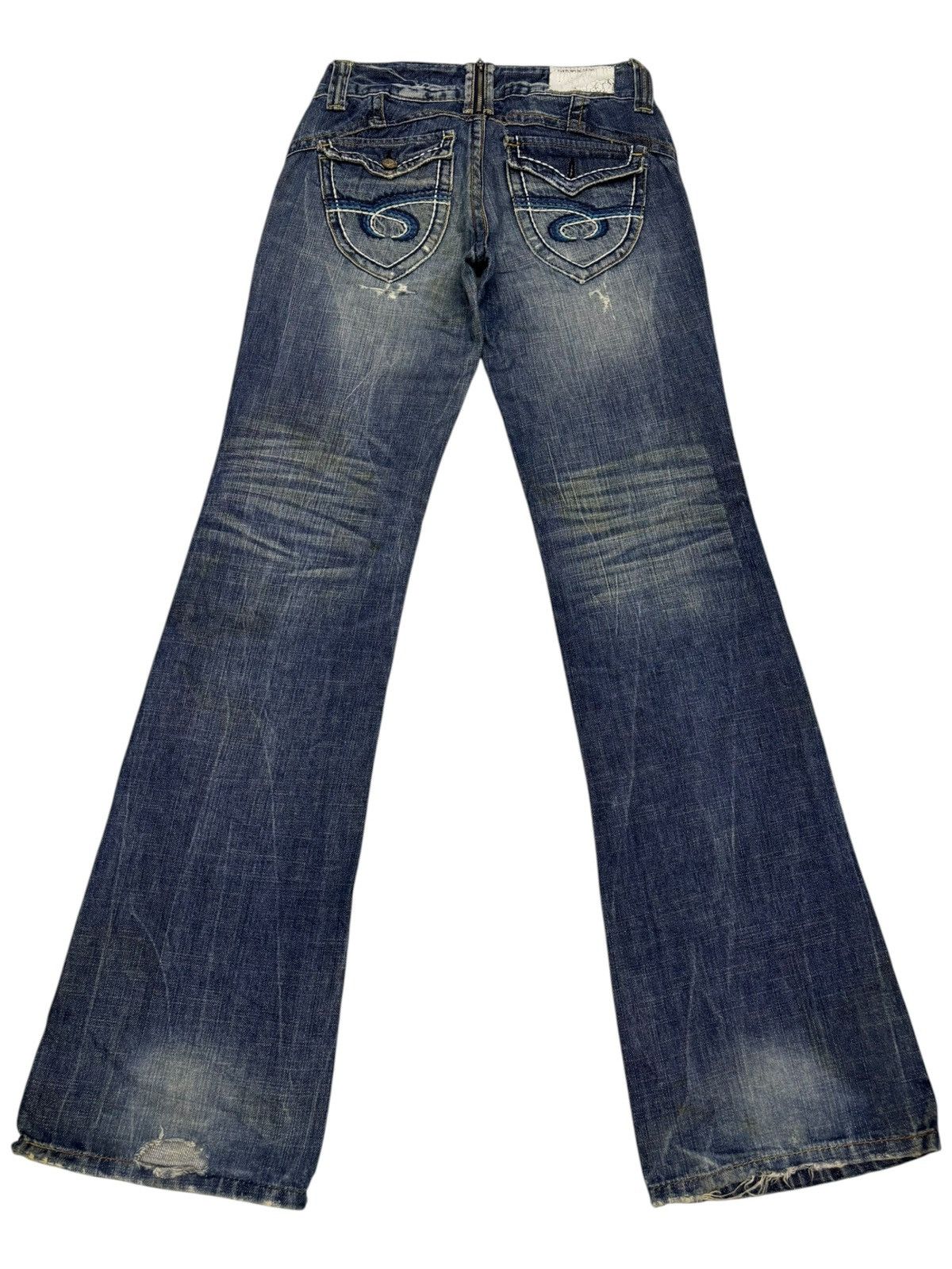 If Six Was Nine RED PEPPER FLARE JEANS BOOTCUT DISTRESSED DENIM Size 27" / US 4 / IT 40 - 2 Thumbnail