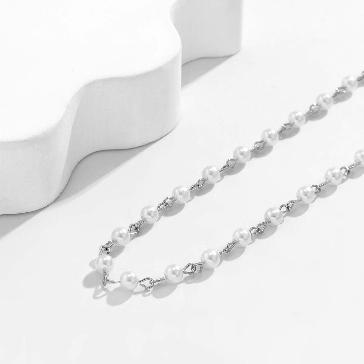 Jewelry Geometric Iron Pearl Necklace Size ONE SIZE - 4 Thumbnail