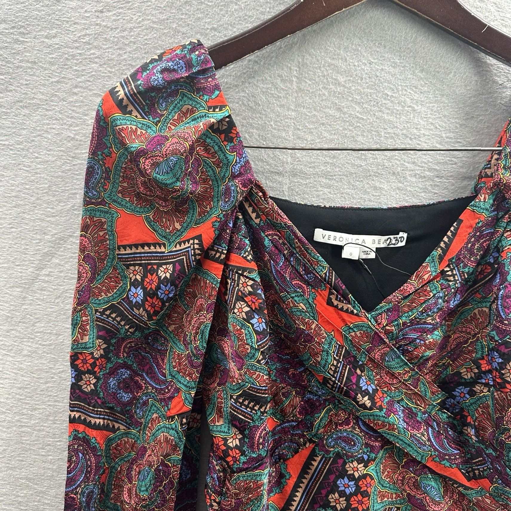 Veronica Beard Veronica Beard Bellino Dress Womens 0 Silk Long Sleeve Paisley Mini Boho Cottage Red Size XS / US 0-2 / IT 36-38 - 3 Thumbnail
