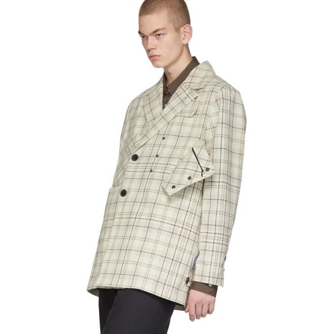 L'Homme Rouge LHOMME ROUGE OFF-WHITE STORY CHECK JACKET MENS Size US M / EU 48-50 / 2 - 1 Thumbnail