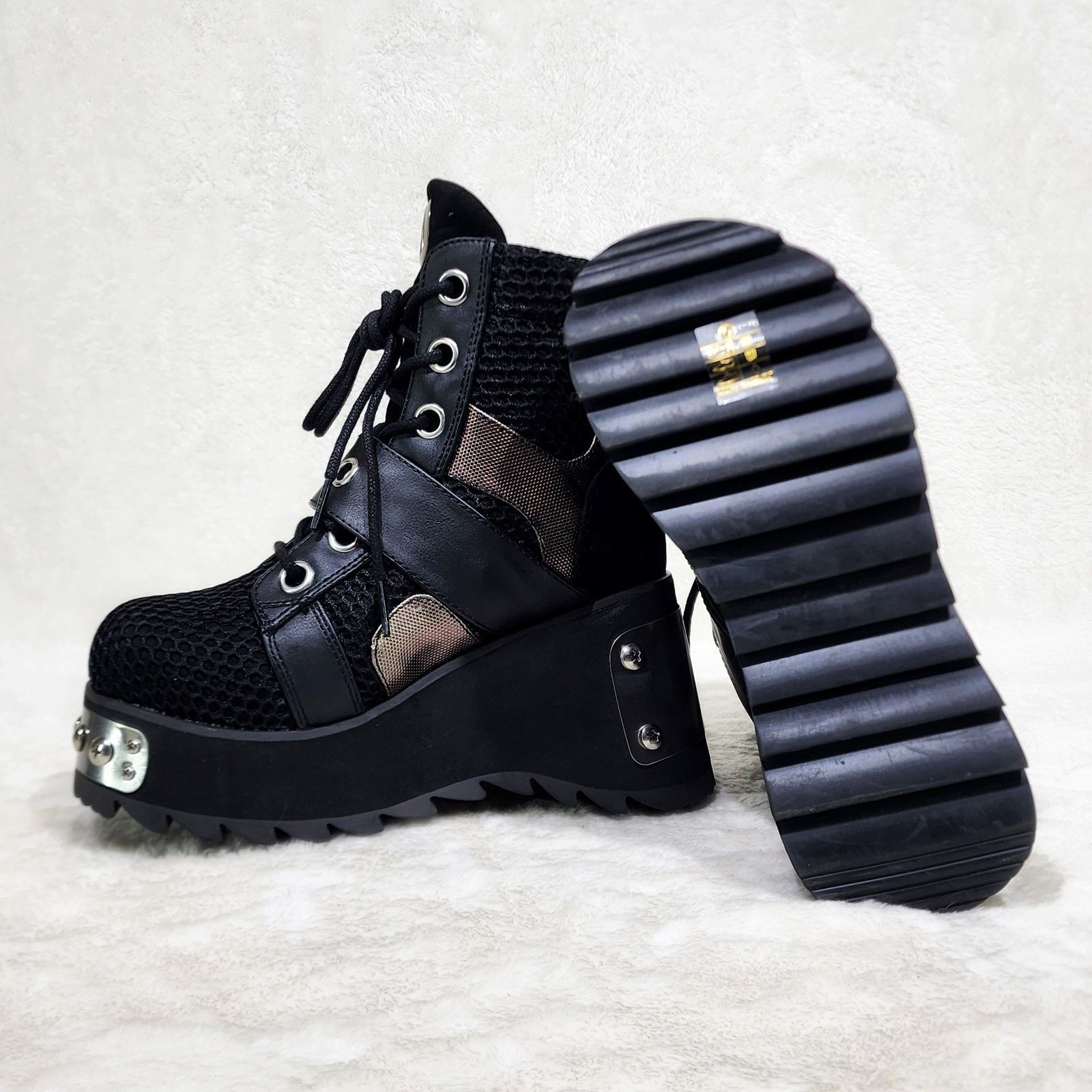 Demonia Cult DEMONIA Scene 50 Platform Goth Punk Ankle Boots Size US 6 / IT 36 - 7 Thumbnail