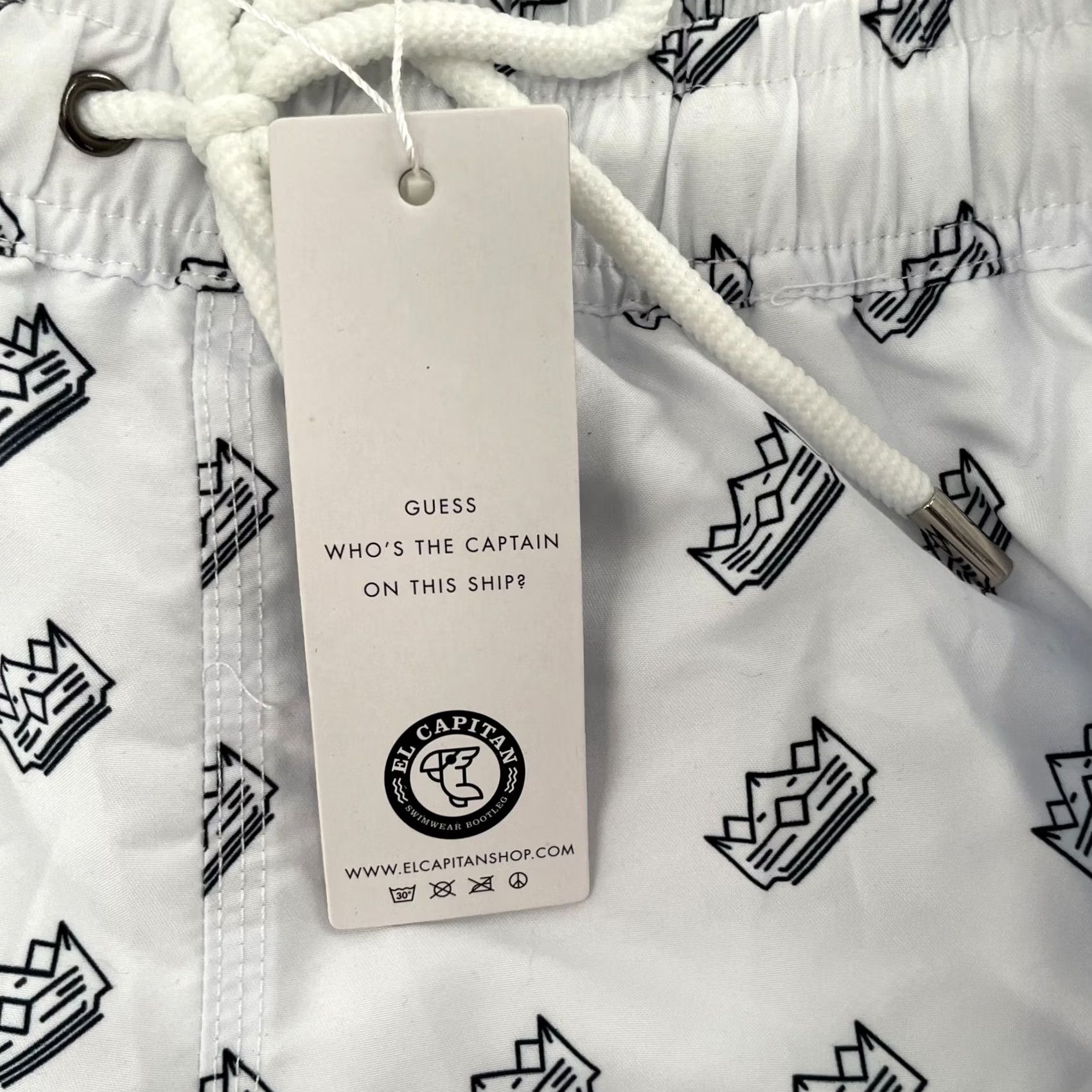 Vintage El Capitan Shorts Adult Medium White Swimwear Board Crown Print Lined Mens Size US 31 - 7 Thumbnail