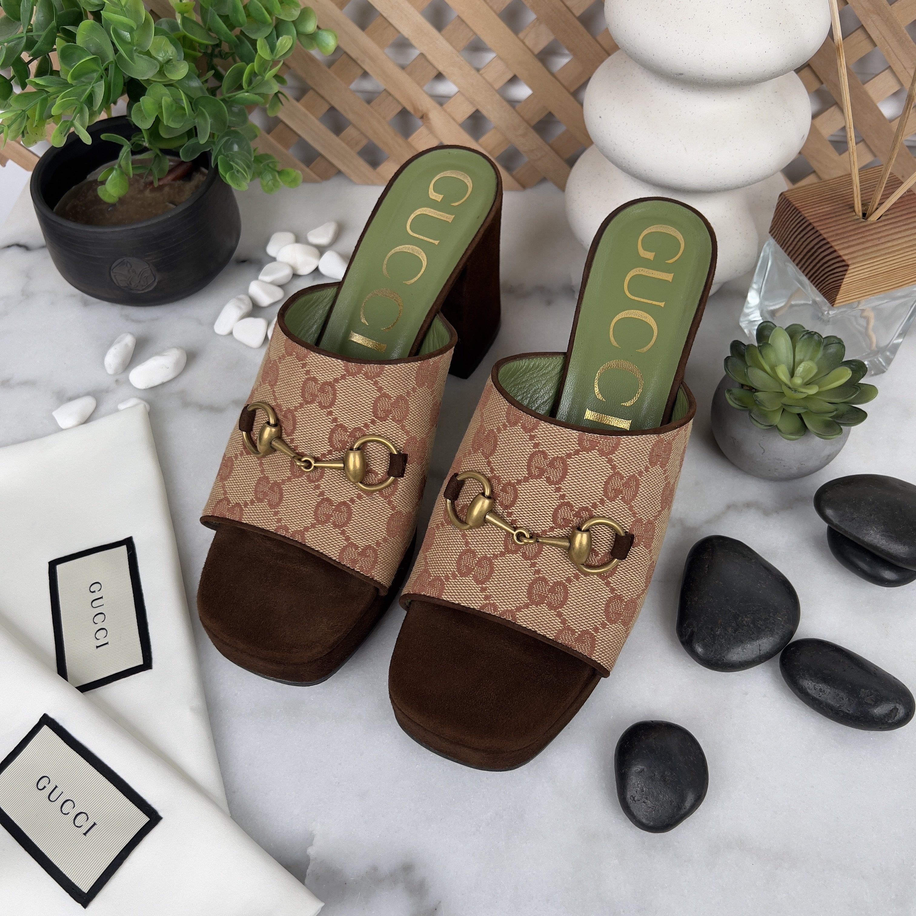 Gucci GUCCI GG Monogram Horsebit Houdan Platform Block Sandal Mule Size US 10 / IT 40 - 3 Thumbnail