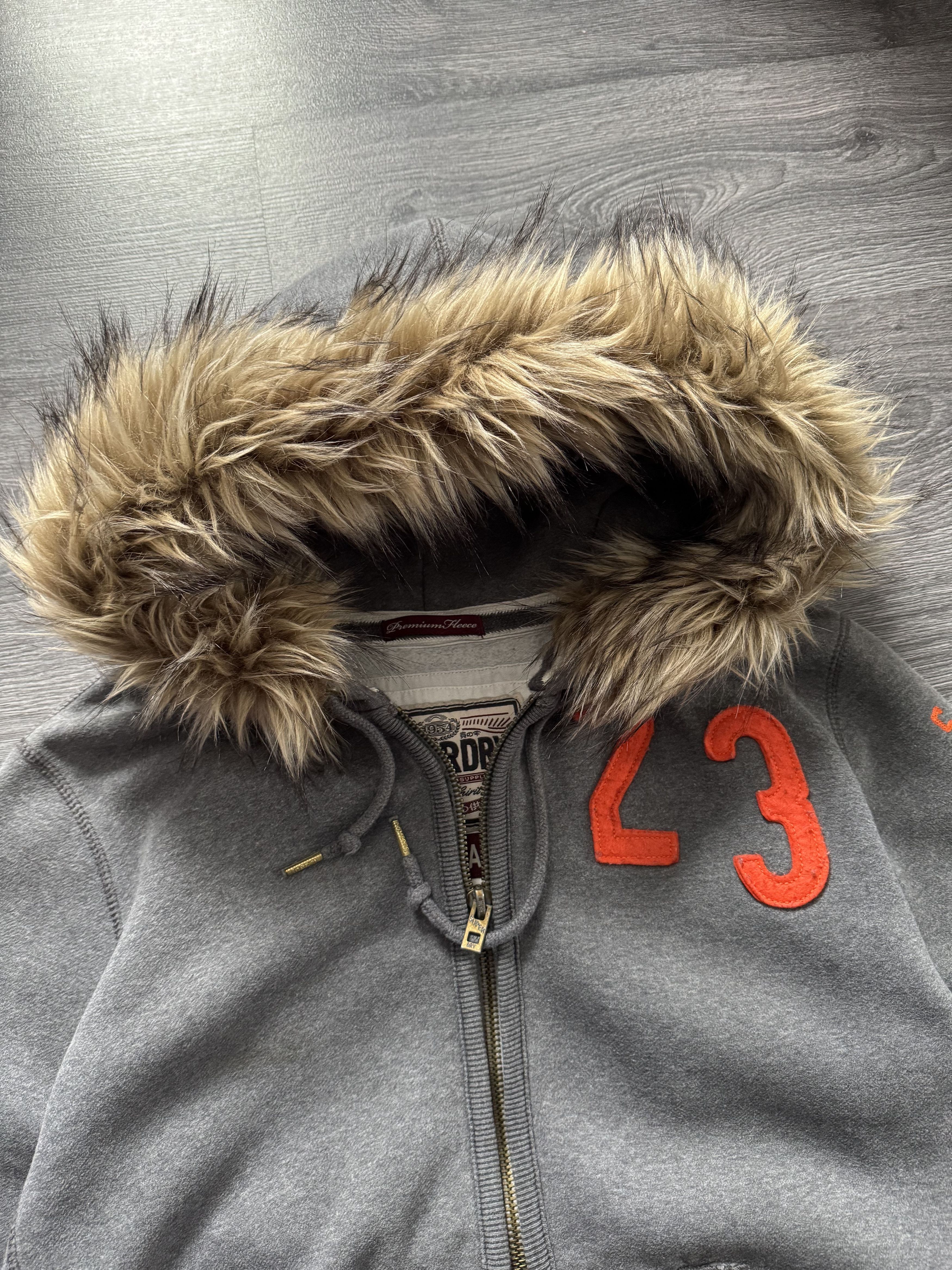 Superdry Y2K Faux Fur Hoodie Jacket LGB Japanese style