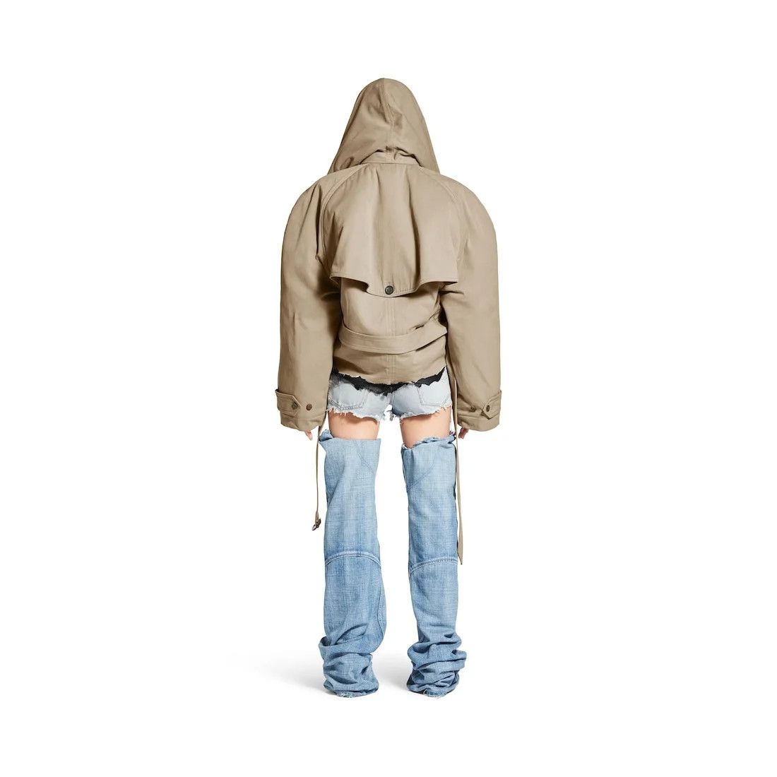 Balenciaga o1in1g0526 Flipped Hooded Trench Jacket in Dark Beige Size S / US 4 / IT 40 - 4 Thumbnail