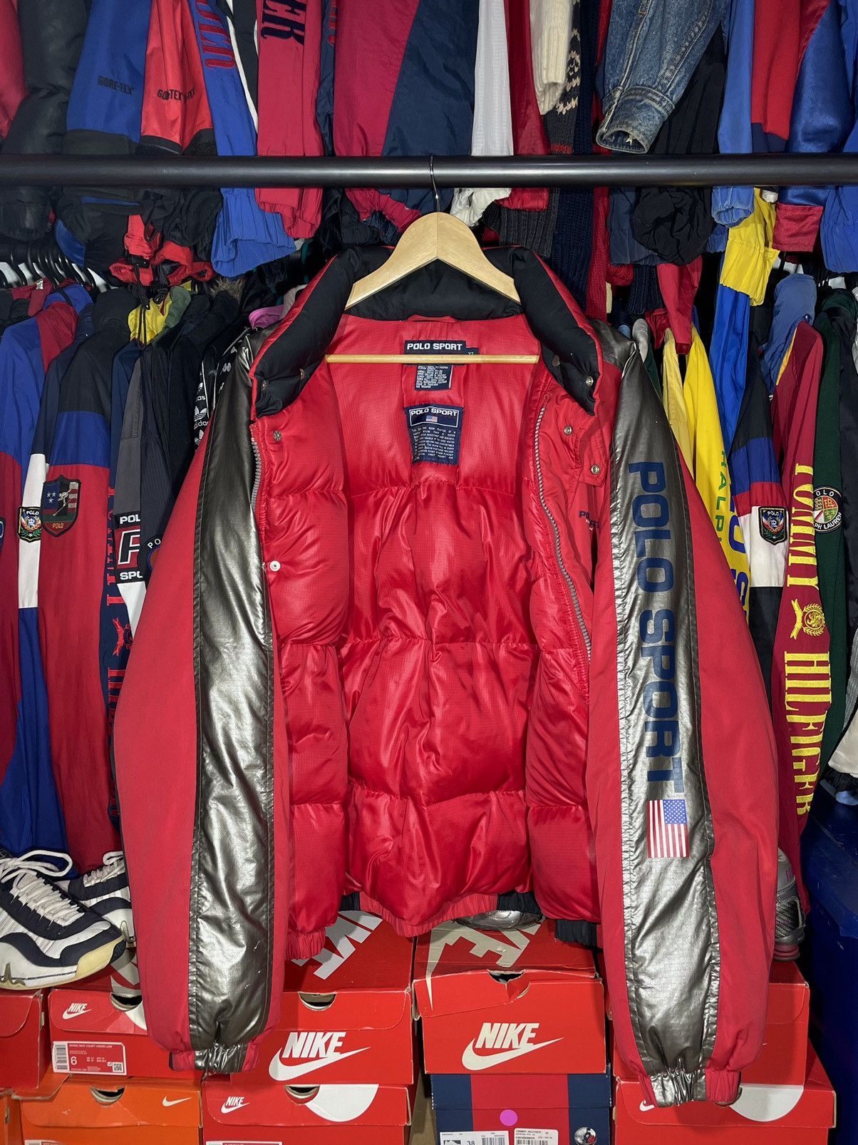 Polo Ralph Lauren × Vintage Puffer Jacket Polo Sport Spell Out Vintage 1990’s Size US L / EU 52-54 / 3 - 3 Thumbnail
