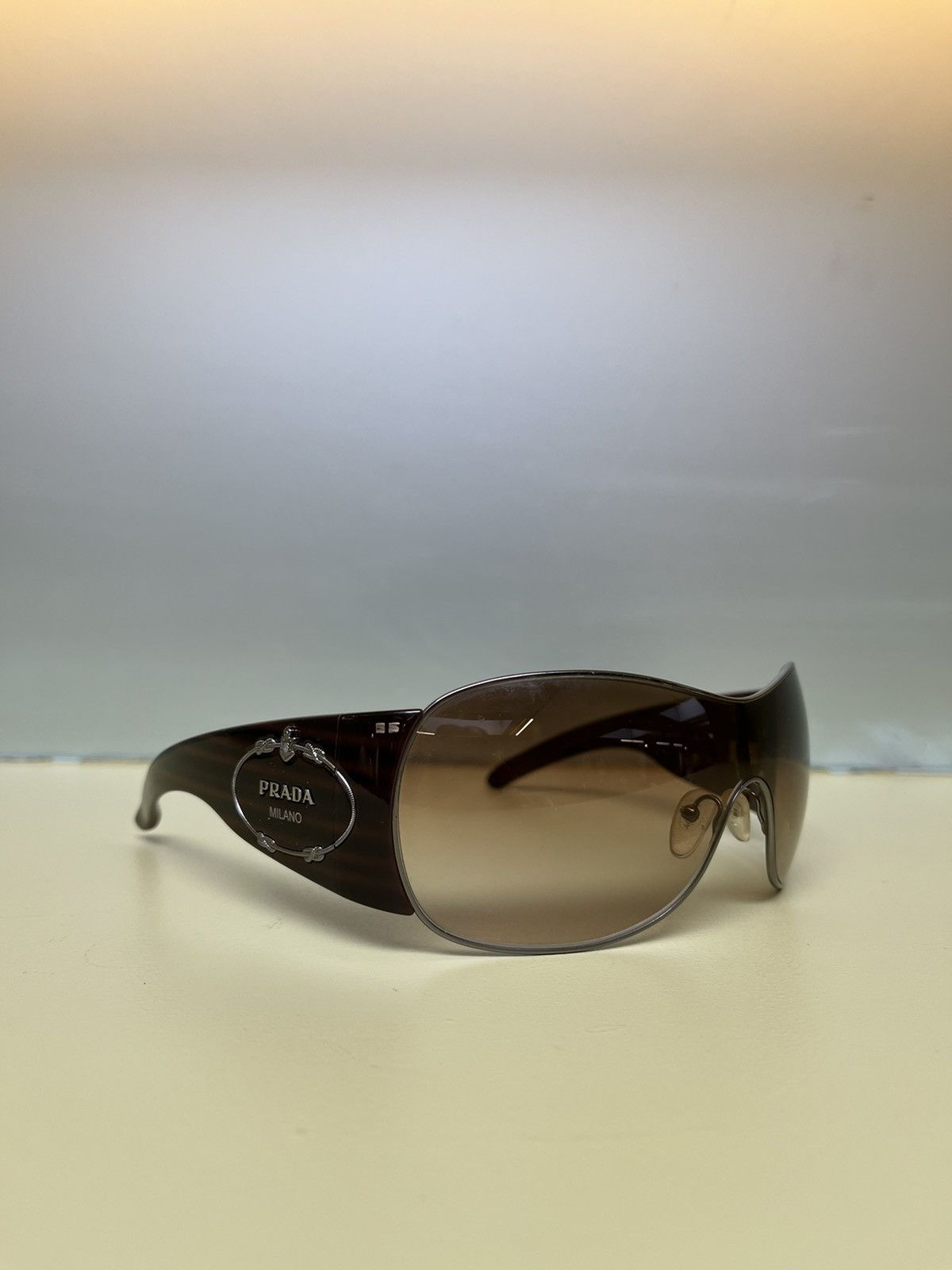 image of Prada Spr 58L Milano Logo Oversized Sunglasses in Brown, Women's