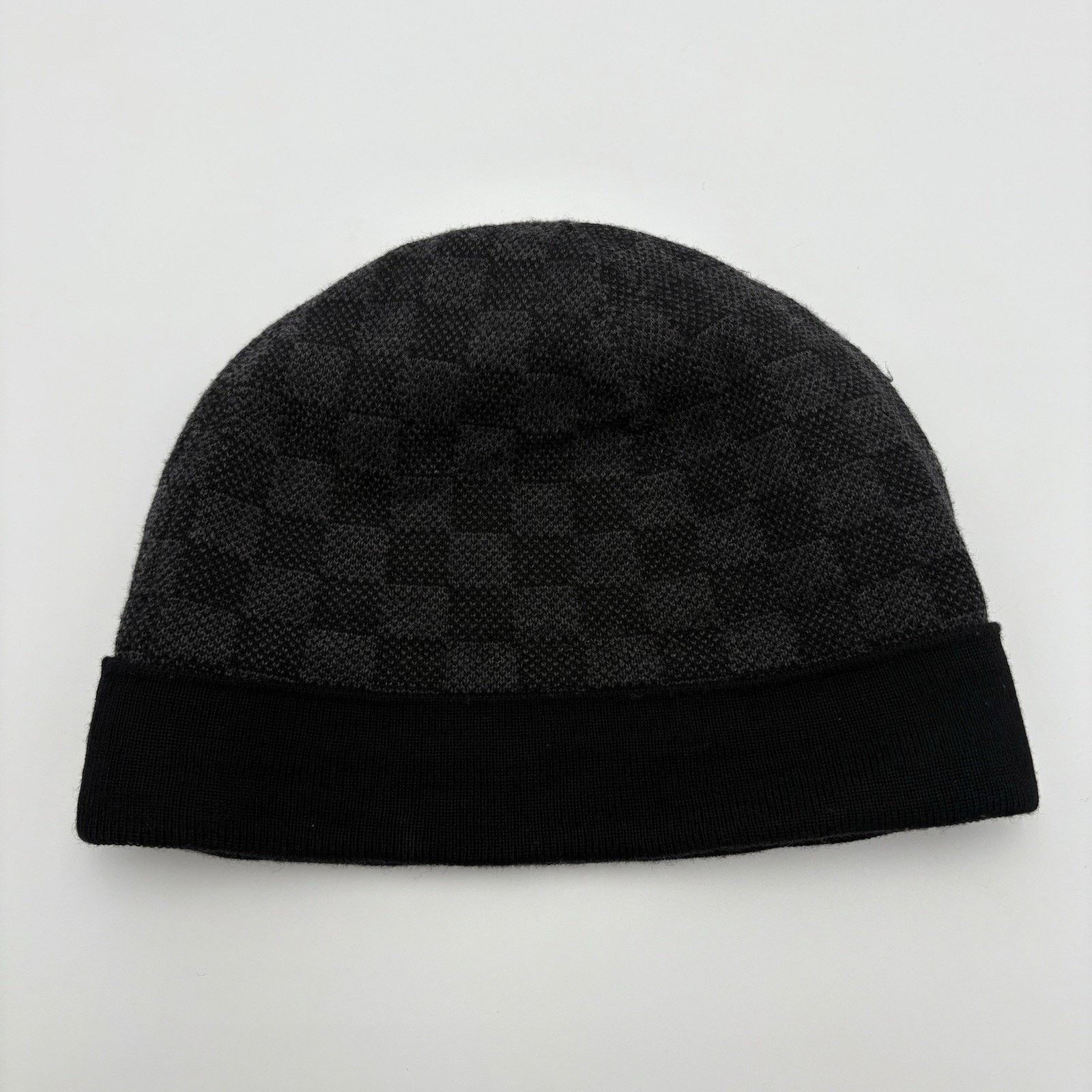 Louis Vuitton Louis Vuitton Wool Petit Damier Graphite Beanie ' Black Grey Size ONE SIZE - 5 Thumbnail