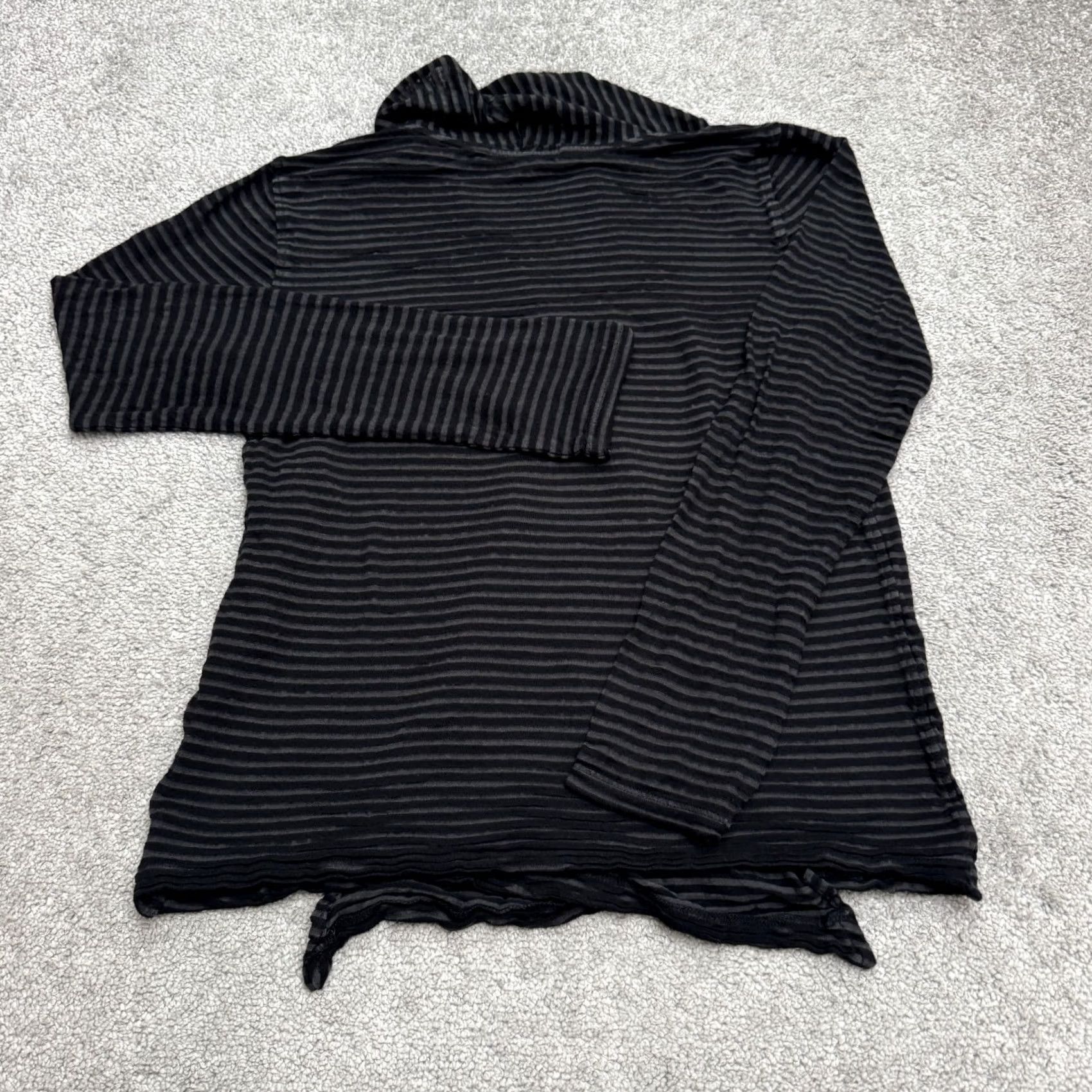 Vintage Grayson Cardigan Sweater Womens Medium Black Gray Striped Open Front Wrapped Size M / US 6-8 / IT 42-44 - 2 Thumbnail