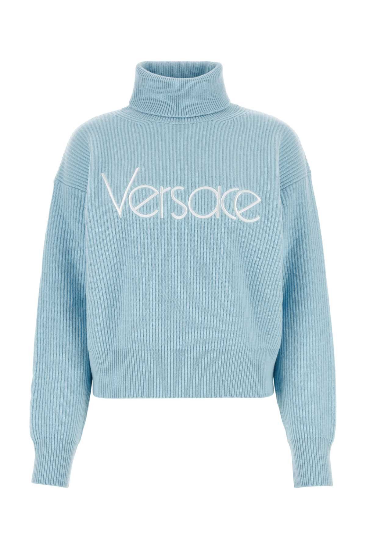 Image of Versace Light Blue Wool Sweater, Women's (Size XS)