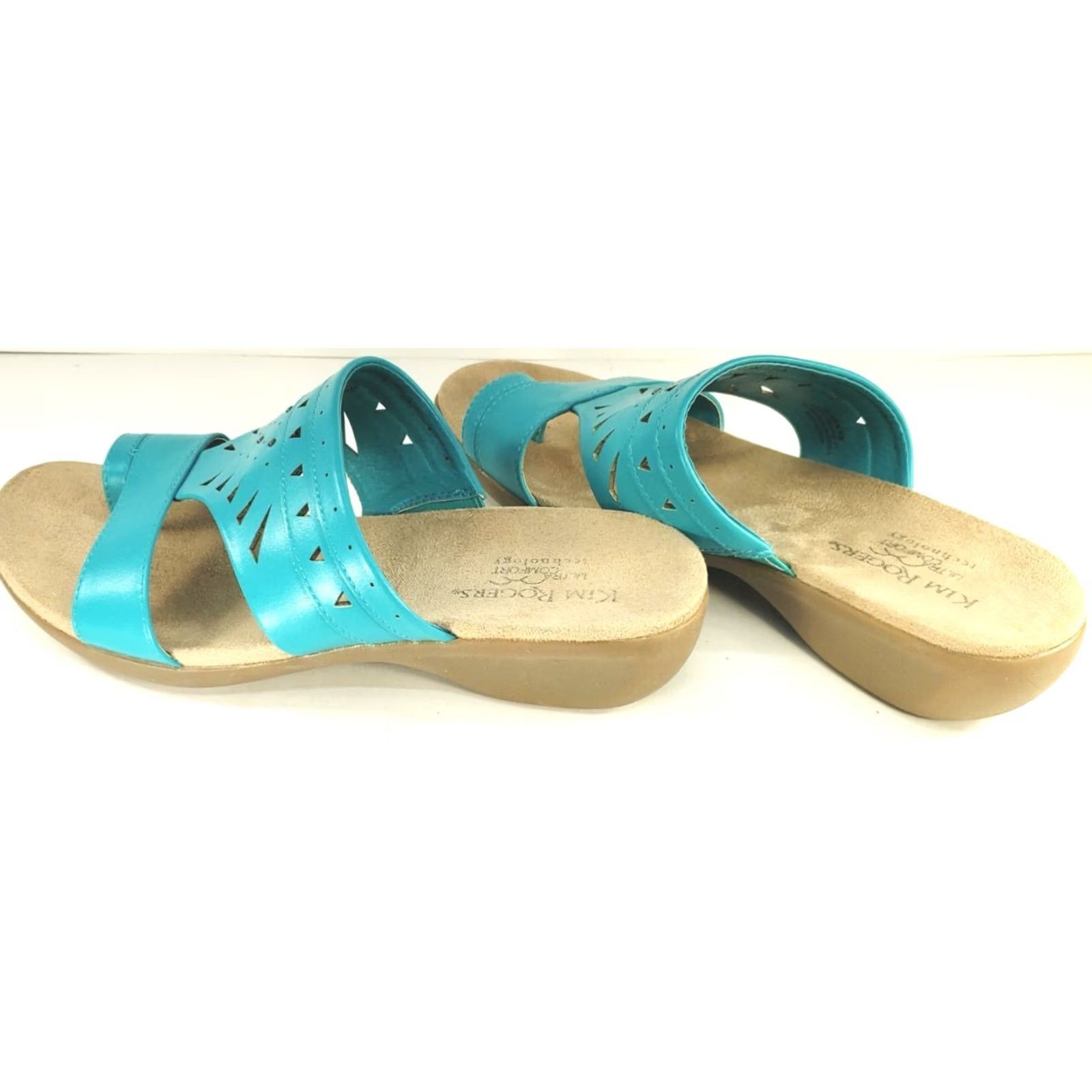 Vintage Kim Rogers Tauren Women's 8M Ultra Comfort Slip On Sandals Turquoise Blue Size US 8 / IT 38 - 5 Thumbnail
